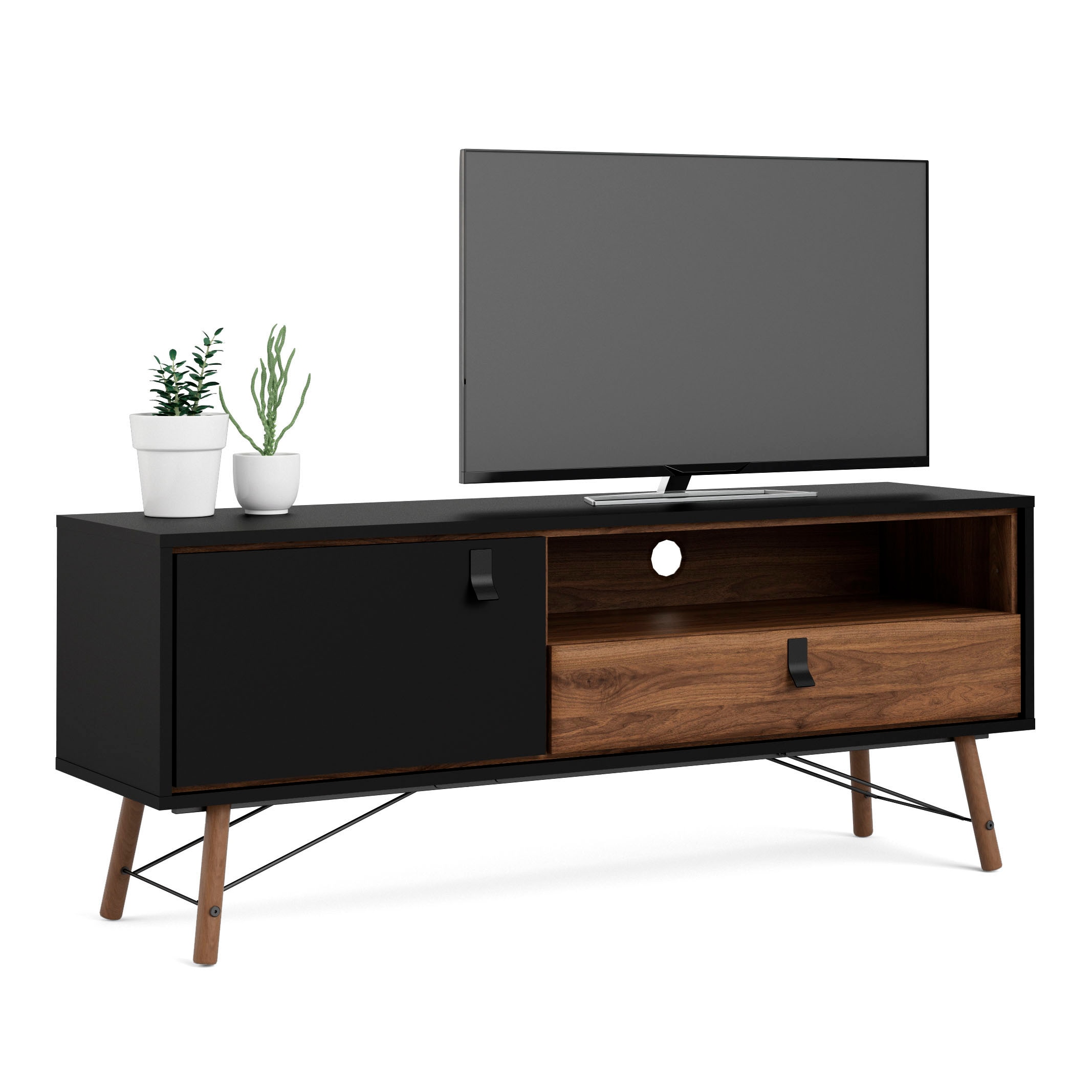 andas TV-Board »TV-Möbel, Fernsehtisch, TV-Unit, Media-Möbel, Sideboard,«, TV-Kommode, Breite/Höhe 150/60 cm, 1 Tür, 1 offenes Fach, 1 Schublade