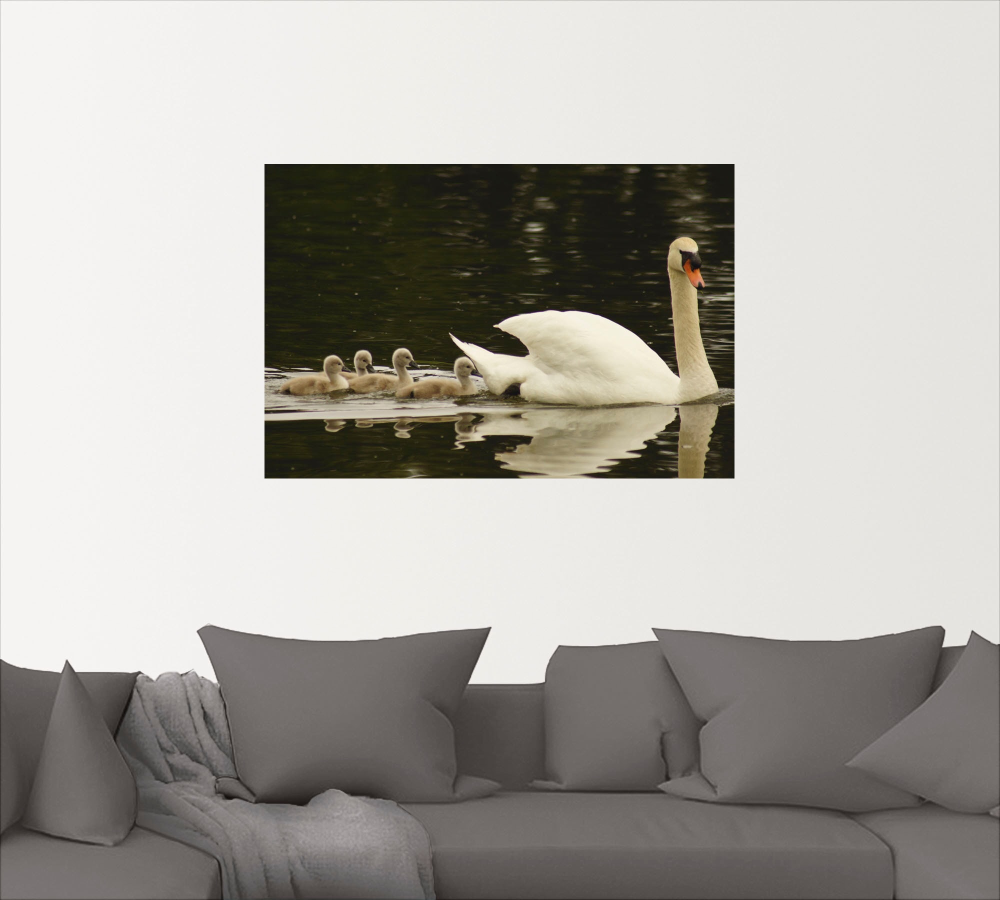 Artland Wandbild »Schwanen Familie«, Schwanen Bilder, (1 St.), als Alubild, Leinwandbild, Wandaufkleber oder Poster in versch. Größen