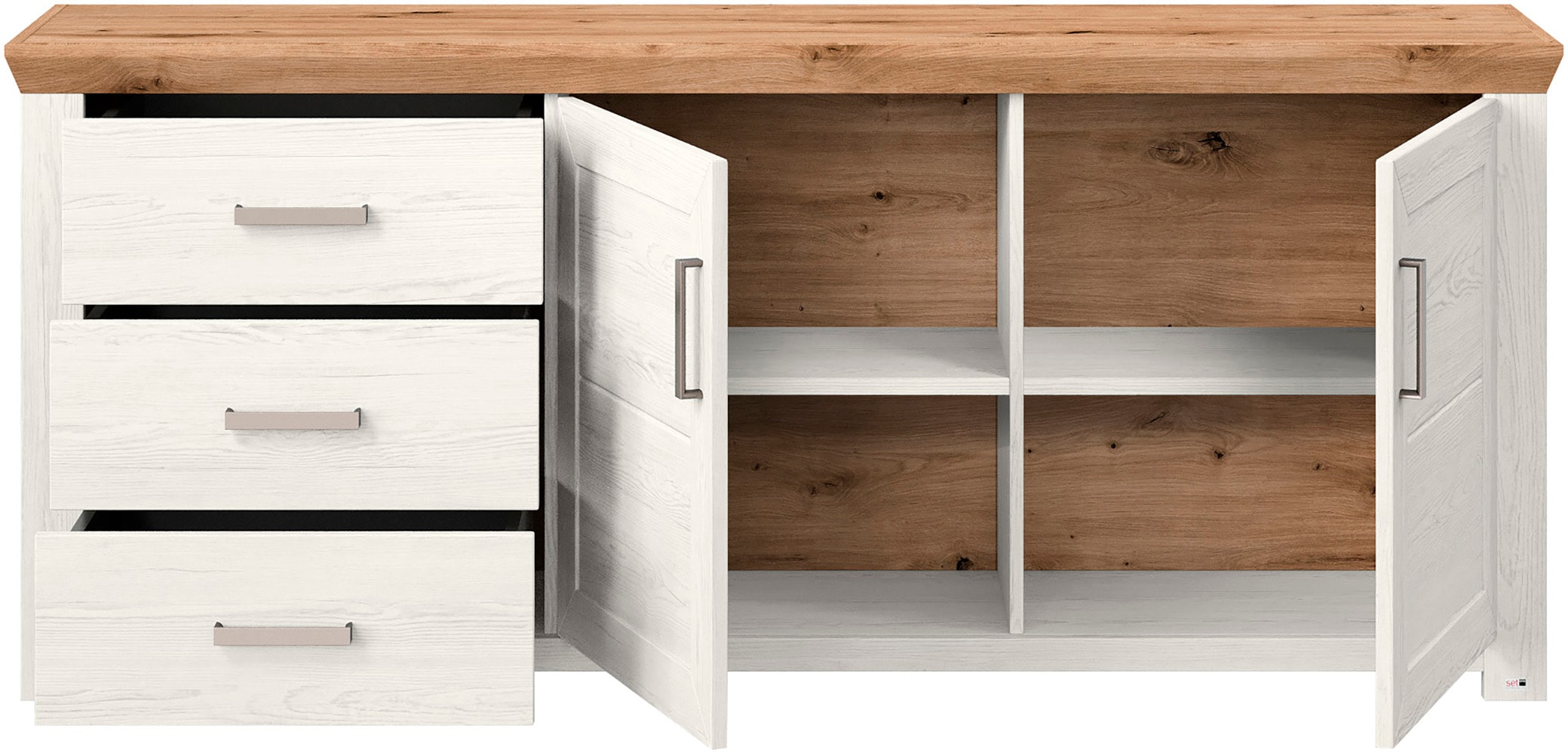 set one by Musterring Sideboard »York«, Typ 51, mit viel Stauraum, Bügelgriff silber, B 184 x H 79 cm