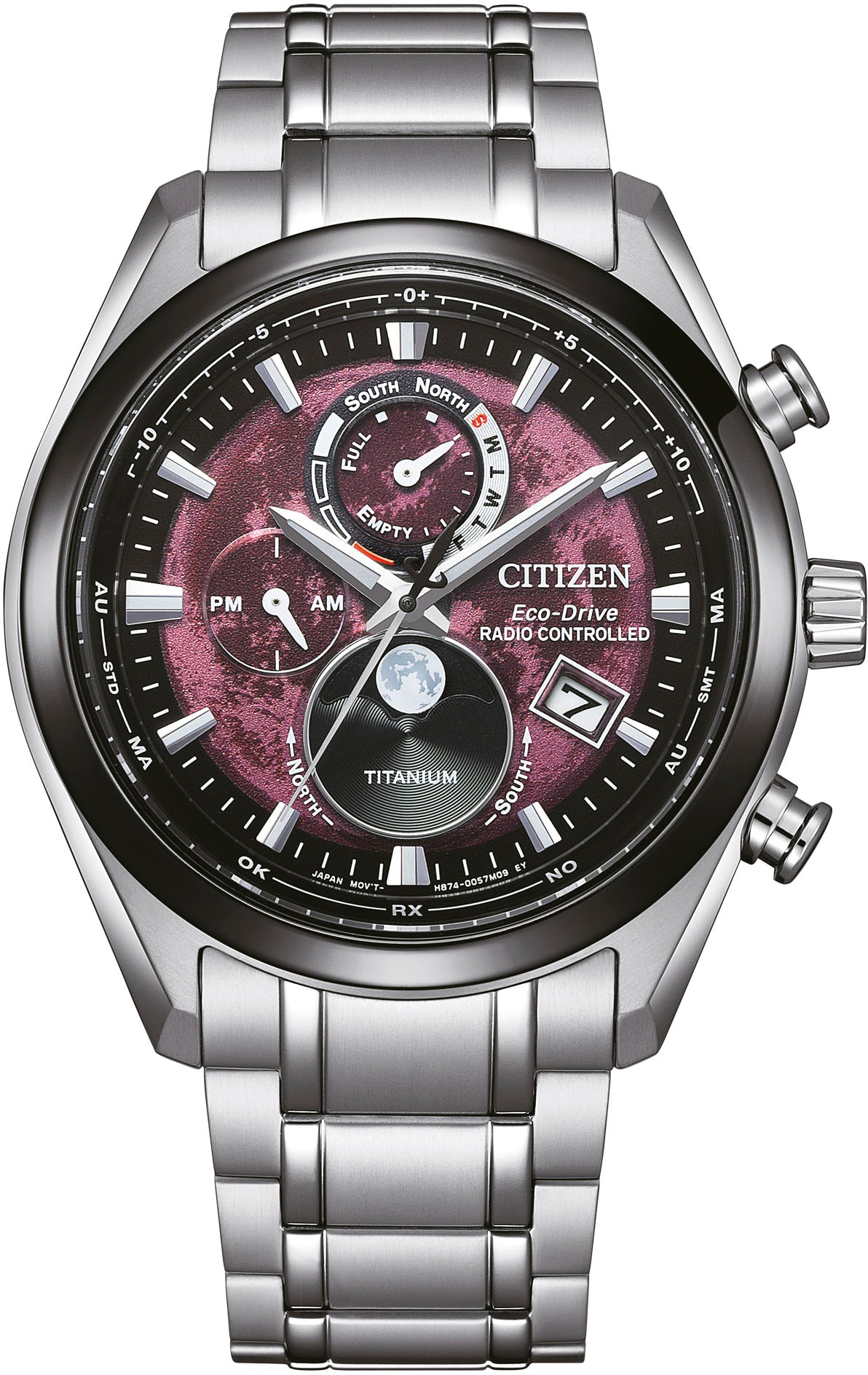 Citizen Funkchronograph »Tsuki-yomi«, Armbanduhr, Herrenuhr, Solar, Titan, Stoppfunktion, Mondphase