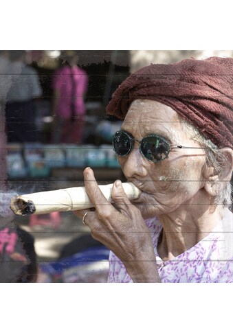 queence Holzbild »Cubanische Frau mit Zigarre«, 40x40 cm kaufen