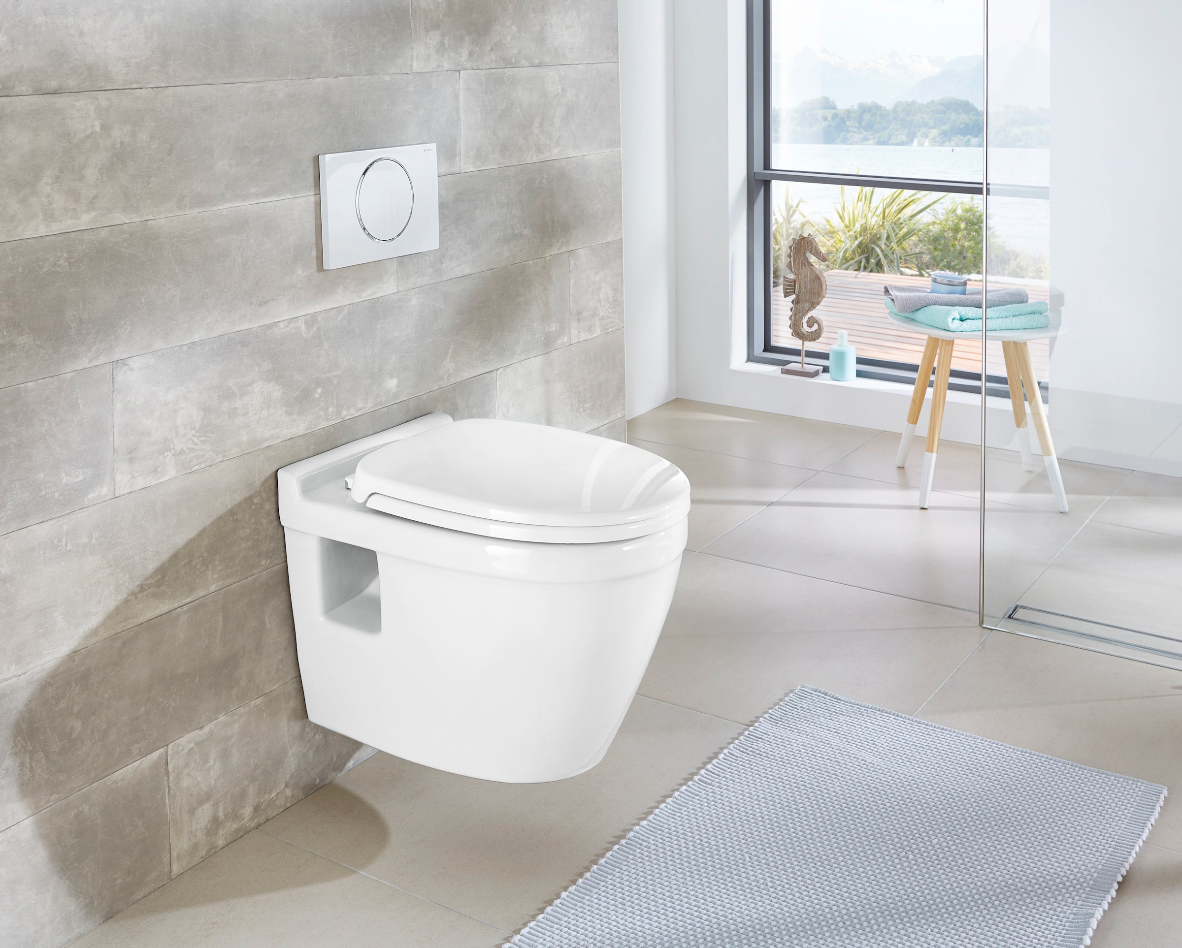 Toilette spülrandlose 3 kaufen welltime Garantie Sanitärkeramik, (Set), hochwertiger mit XXL Jahren online WC-Sitz | inkl. »Dover«, aus Tiefspül-WC