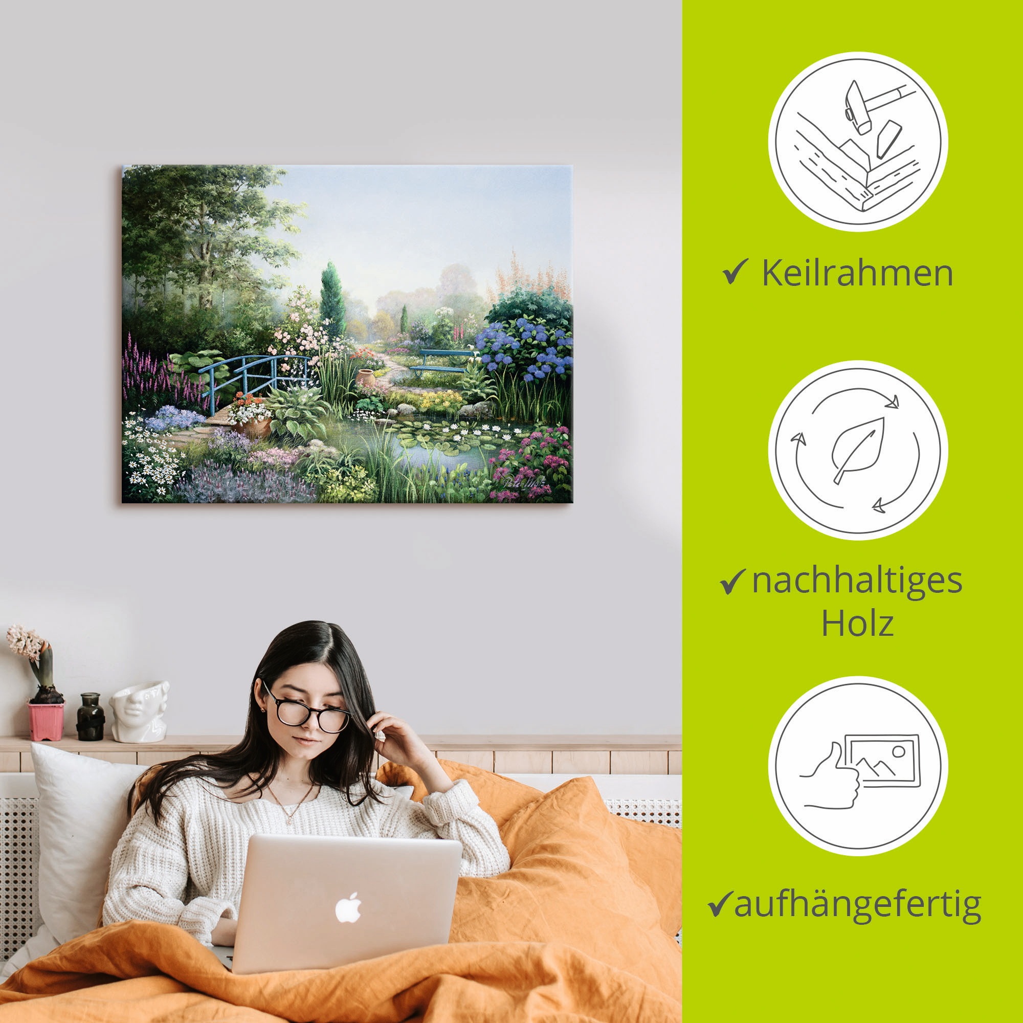 Artland Wandbild »Brücke der Liebe«, Garten, (1 St.), als Leinwandbild, Poster in verschied. Größen