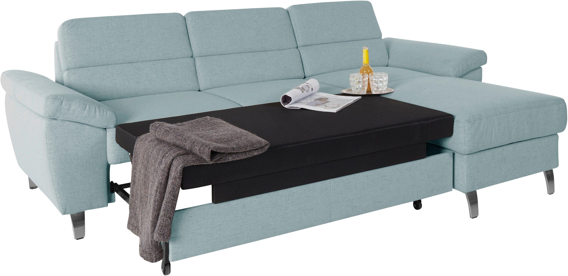sit&more Ecksofa »Sorano L-Form«, wahlweise mit Bettfunktion und Bettkasten