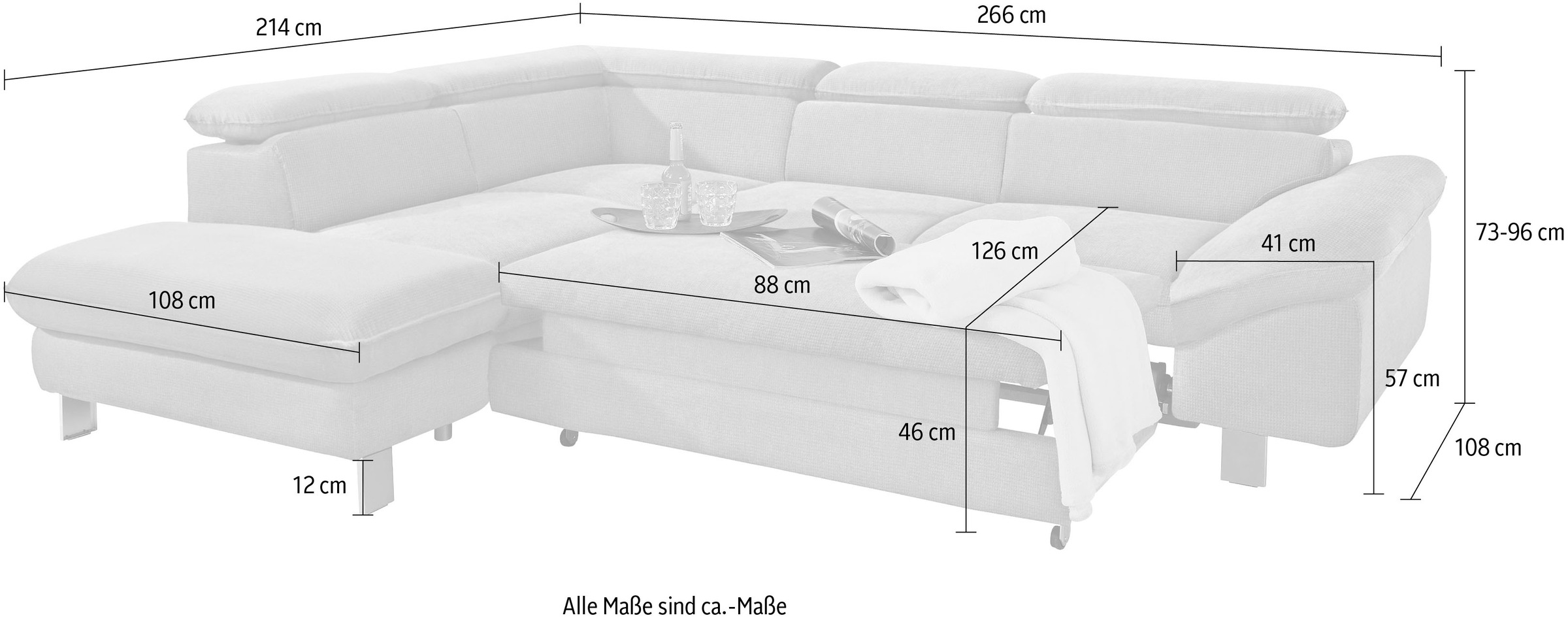 COTTA Polstergarnitur »Driver L-Form«, (Set, 2 tlg.), Set bestehend aus: Ecksofa mit Kopfteilverstellung & Hocker