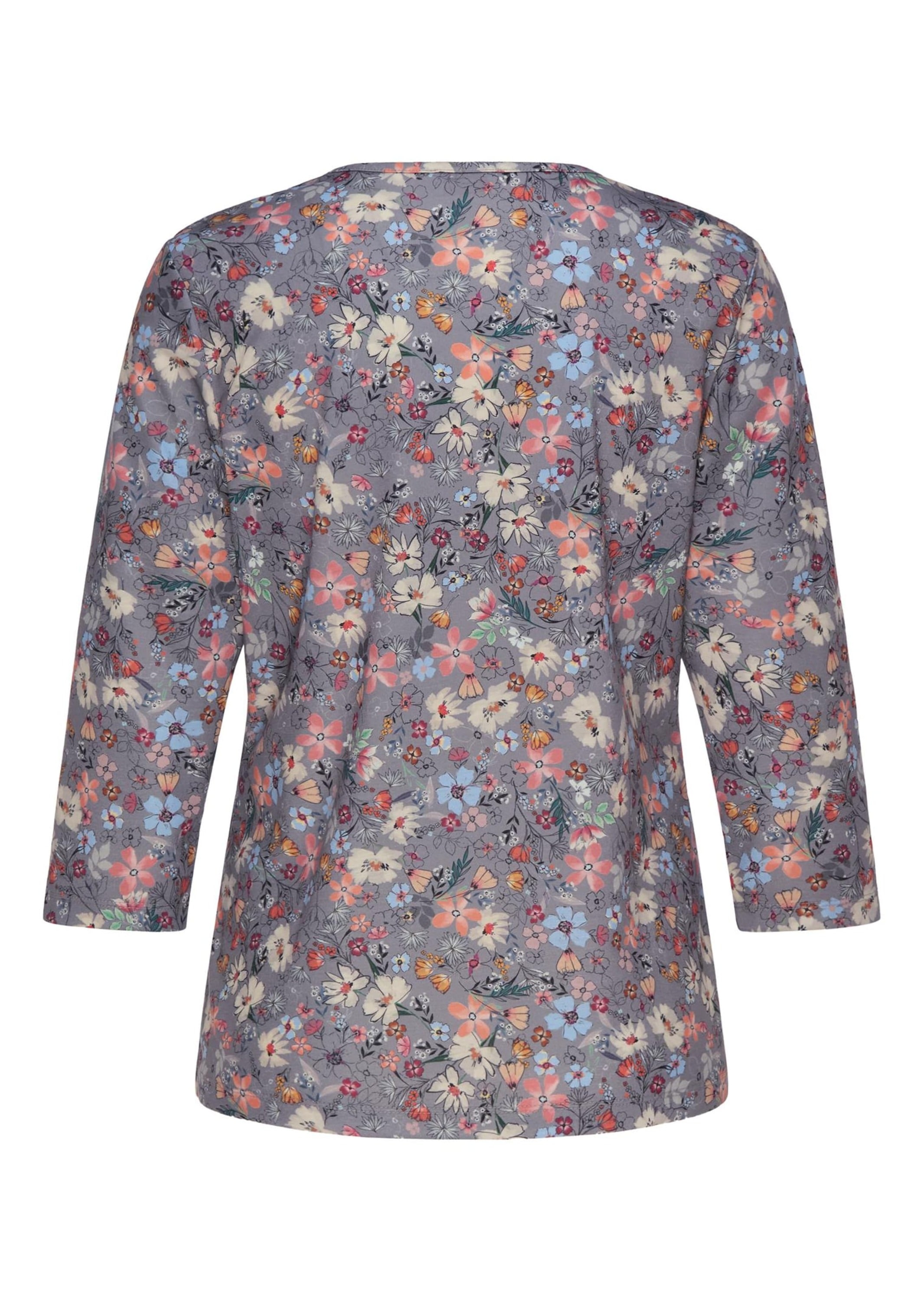 GOLDNER Print-Shirt »Kurzgröße Raffiniertes Druckshirt mit 3/4-Arm« Ohne