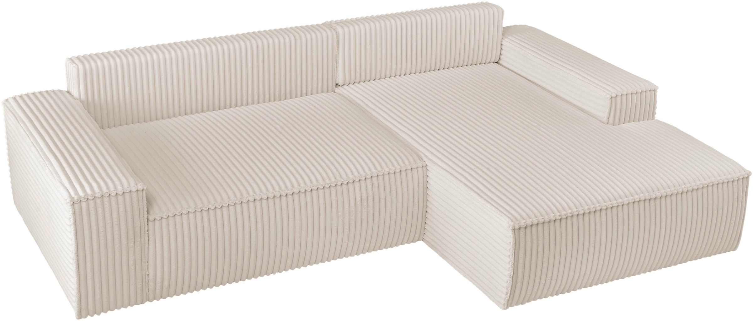 andas Ecksofa »Finnley Schlafsofa 267 cm in Bouclé, Struktur fein u. Cord, L-Form,«, Schlaffunktion m. Bettkasten (136/210 cm), Bouclé, Struktur und Cord