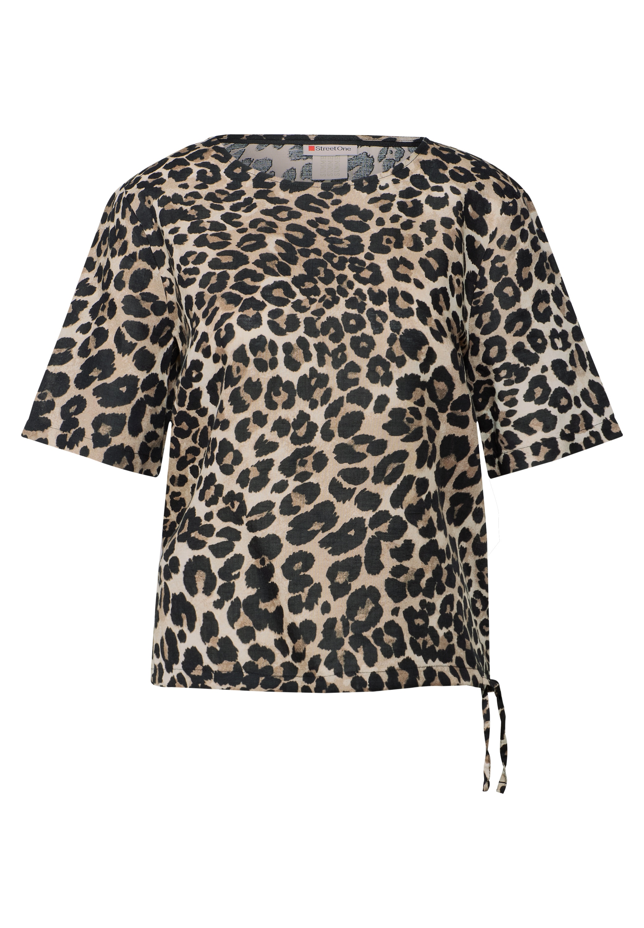 STREET ONE Druckbluse, mit Leo-Print und seitlichem Bindenband