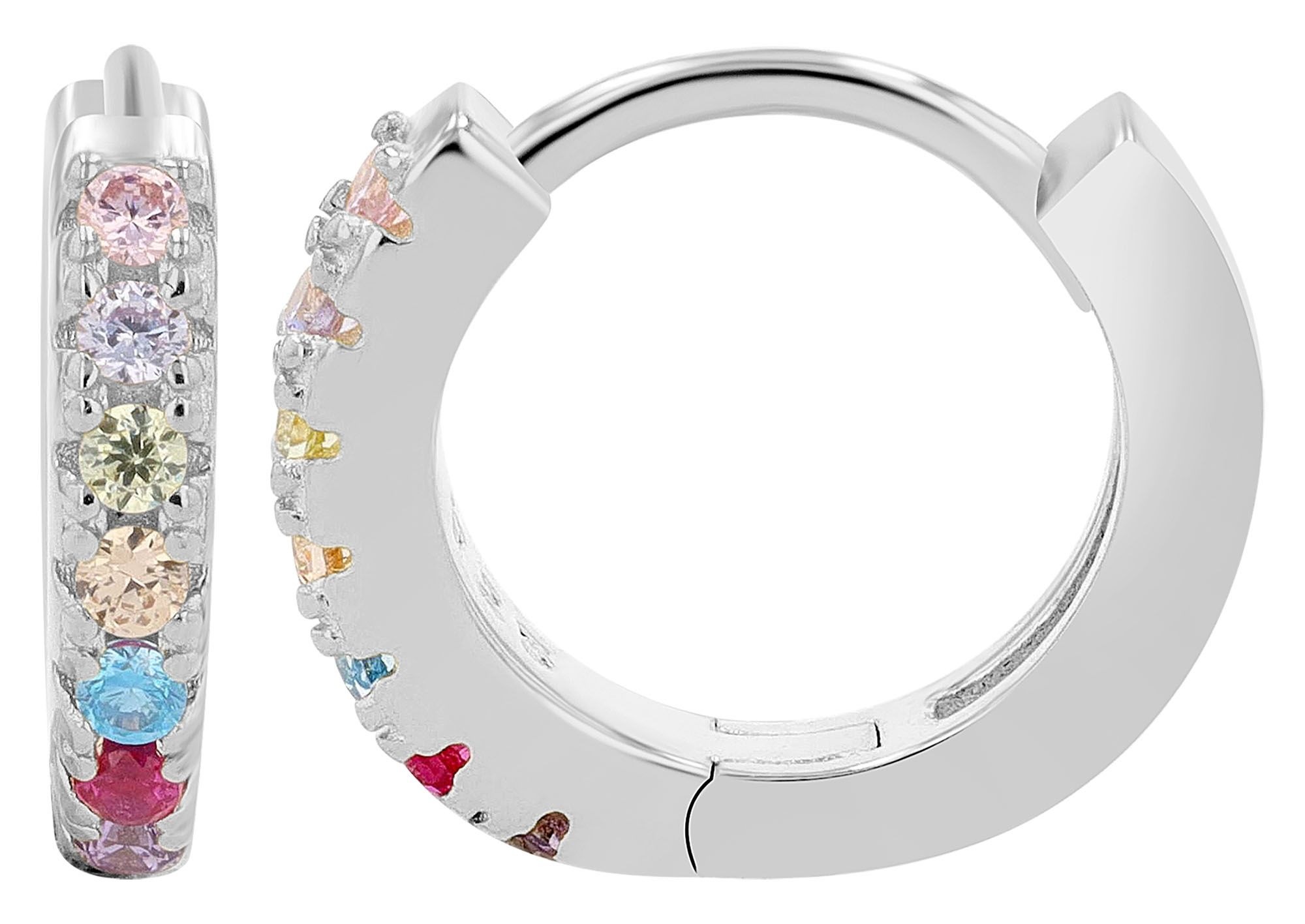 Adelia´s Paar Creolen »Damen Ohrringe ¿ Klappcreole aus 925 Silber mit Zirkonia«