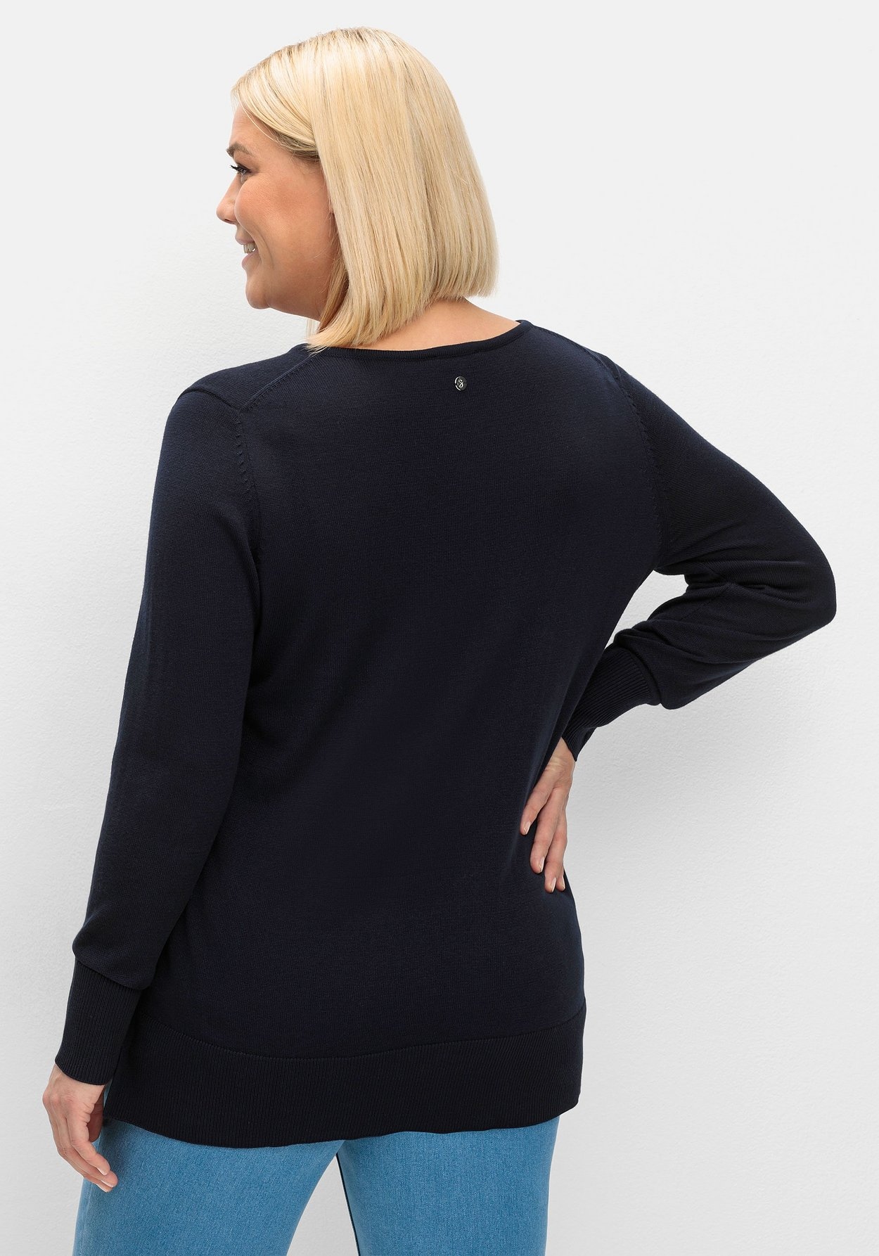 Sheego V-Ausschnitt-Pullover »Pullover aus leichtem Feinstrick«, aus leichtem Feinstrick