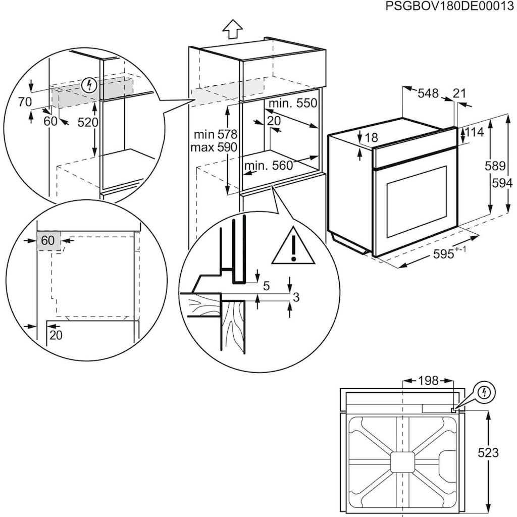 AEG Elektro-Herd-Set »EPS33102ZM«, EPS33102ZM 949 723 900, mit 1-fach-Teleskopauszug, Pyrolyse-Selbstreinigung