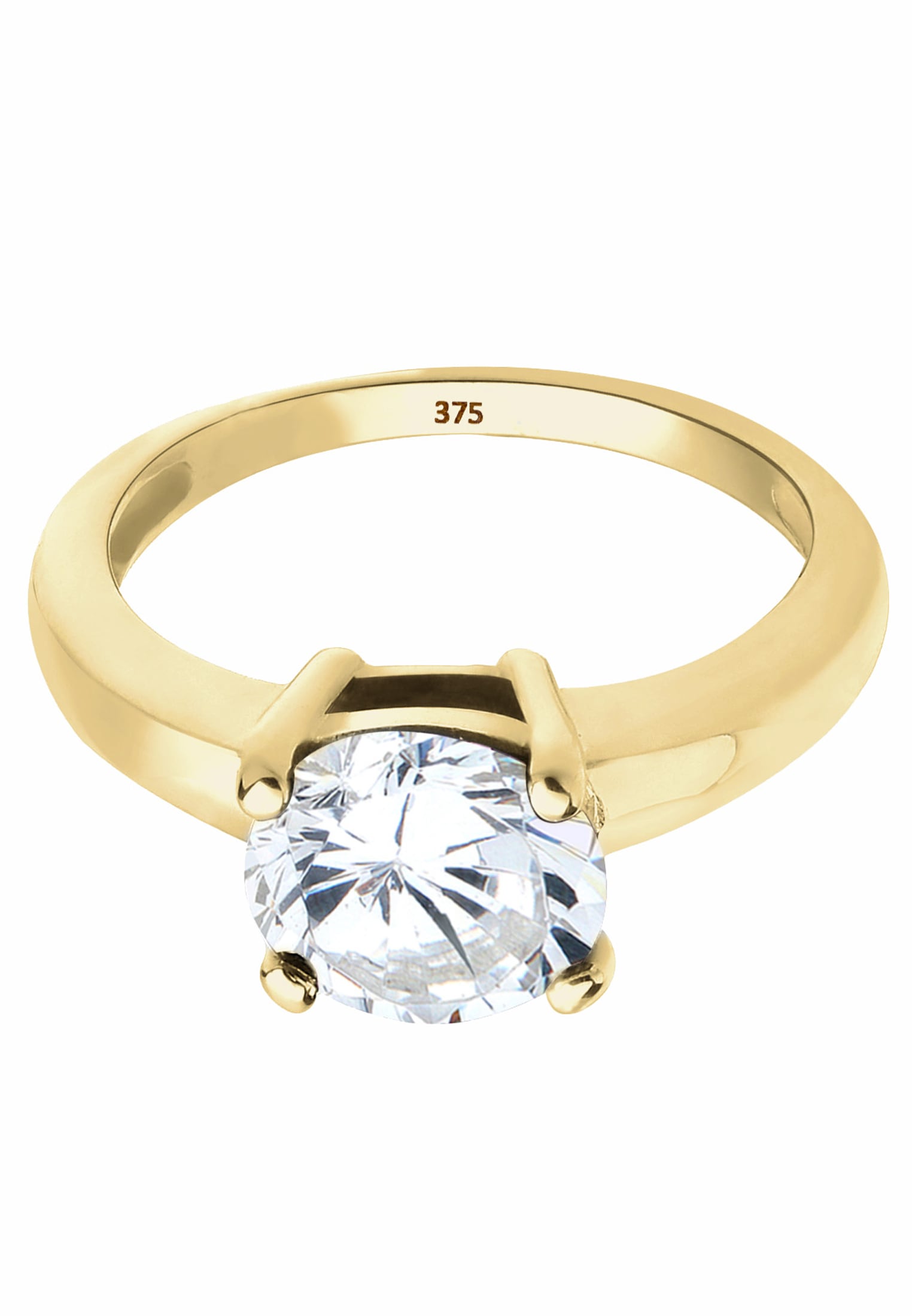 Elli Premium Fingerring »Ring Solitärring Zirkonia 375 Gelbgold Geschenkidee«