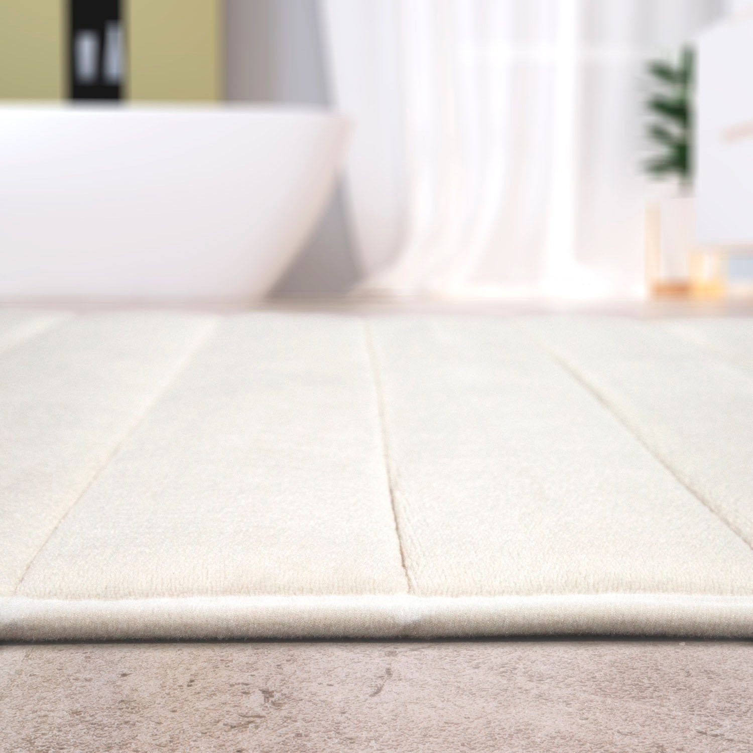 Paco Home Badematte »Corby 252, Memory-Schaum Effekt«, rutschhemmend beschichtet, fußbodenheizungsgeeignet, Badteppich, Uni Farben, gestreift, Hoch-Tief Effekt