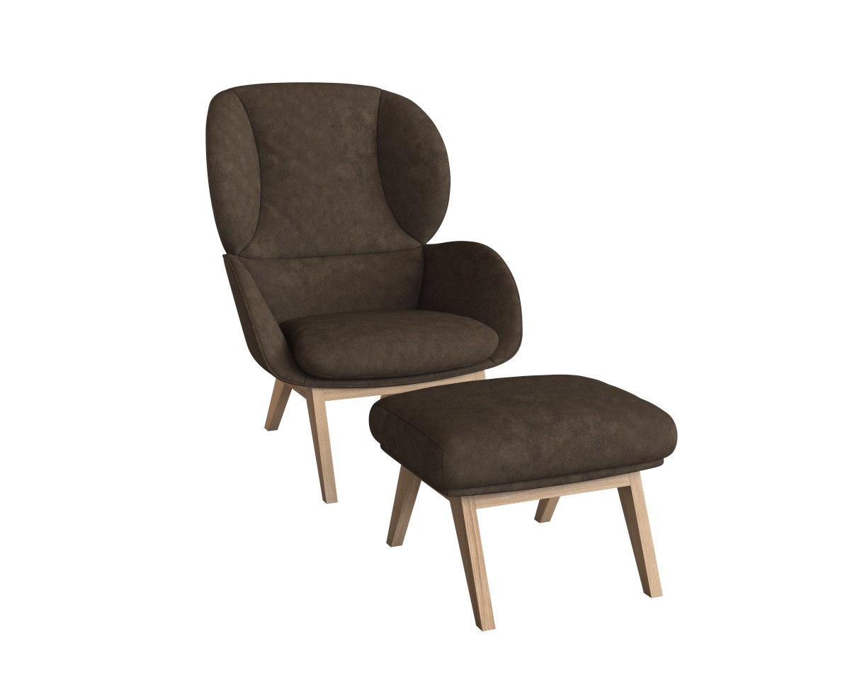 FLEXLUX Polsterhocker »Adria«, Fuß Eiche, Fußhocker für Ohrensessel