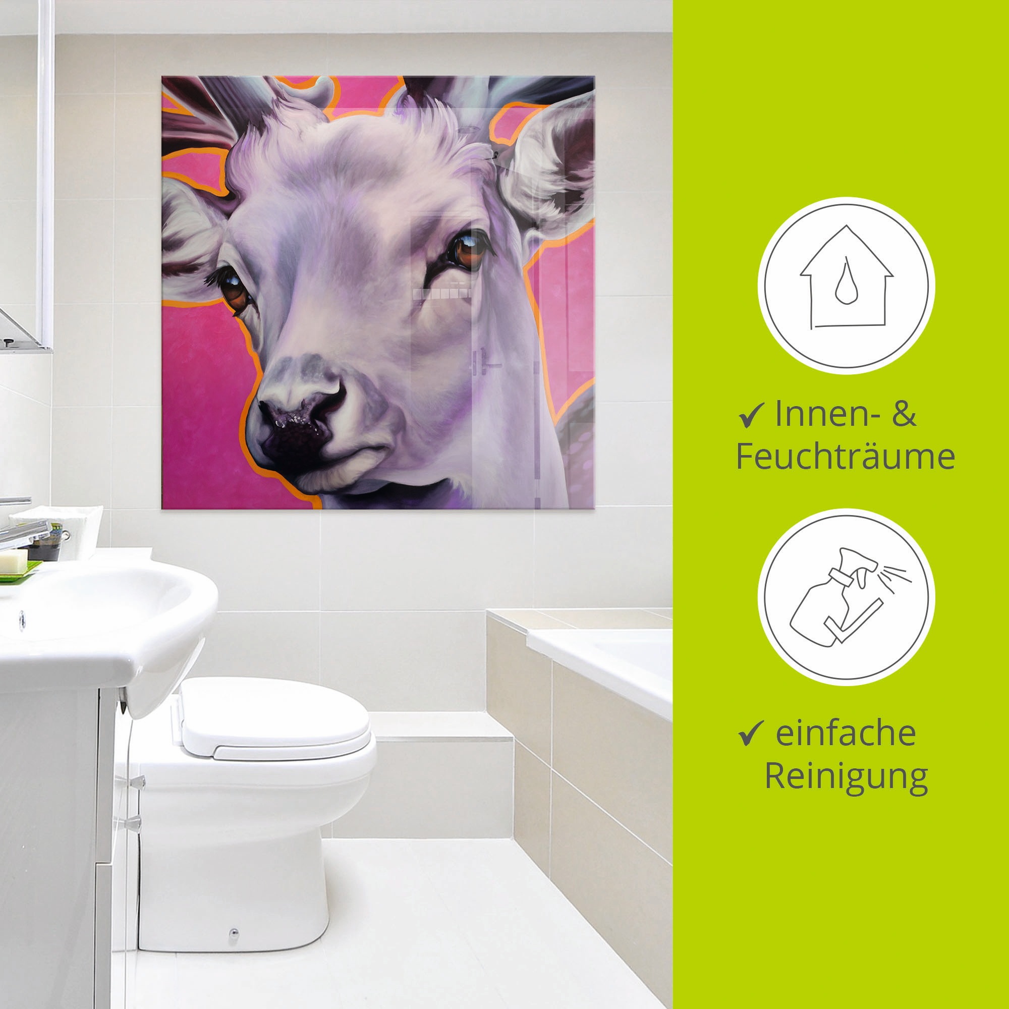 Artland Glasbild »Hirsch pink« Wildtiere 1 Stk. tlg. in verschiedenen Größen