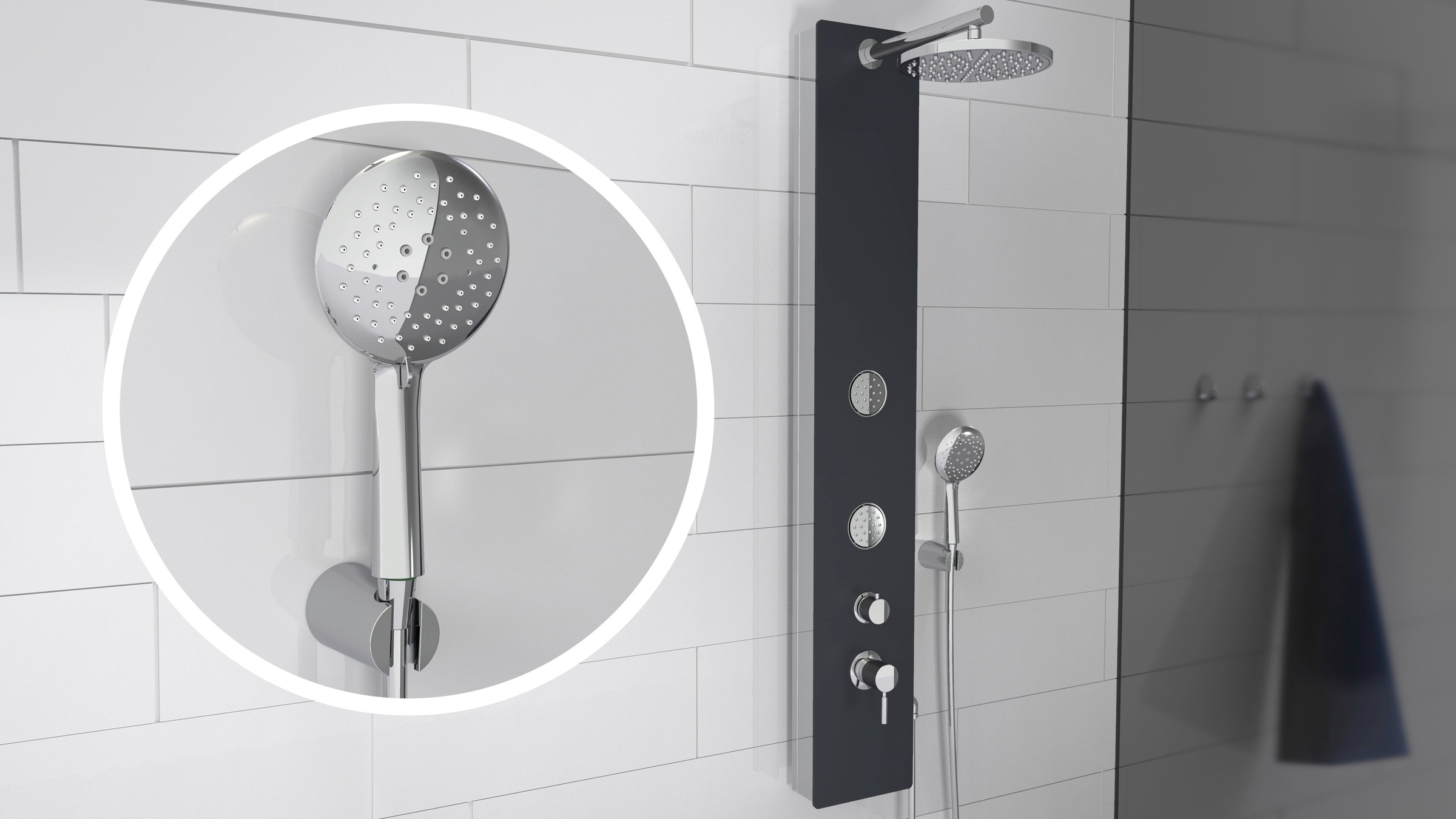 Schütte Duschsäule, Duschsystem mit Regendusche & Massagedüsen,Handbrause mit 3 Funktionen