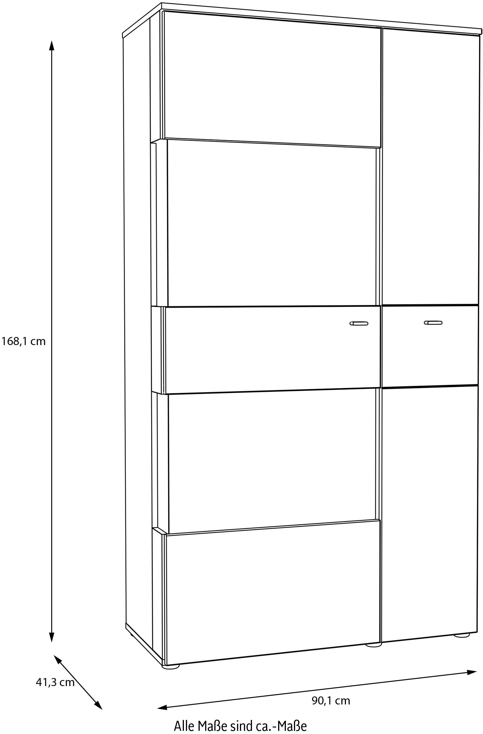 FORTE Vitrine »Como«, Highboard, LED Beleuchtung Einlegeböden, Glastüre, Soft Close