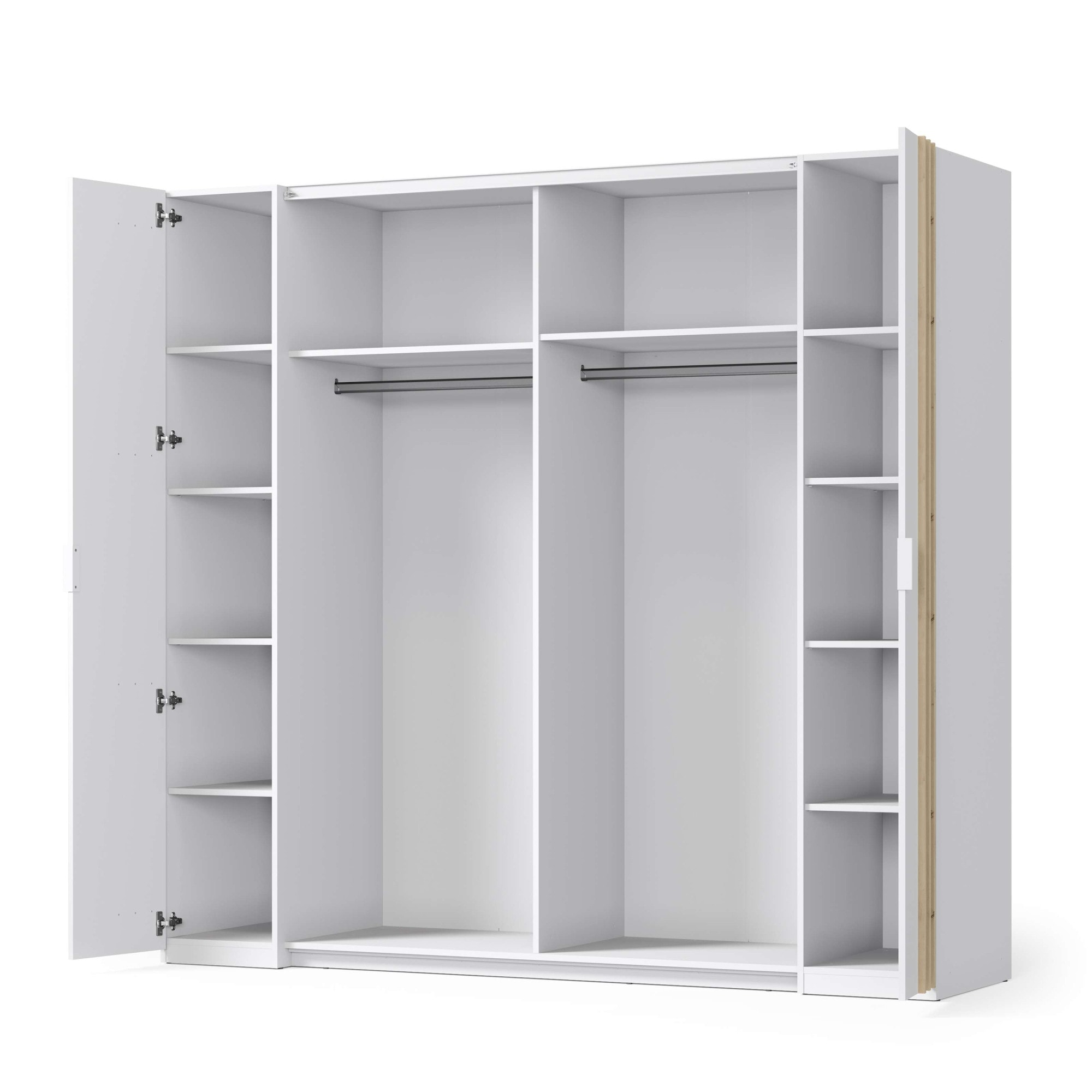 INOSIGN Kleiderschrank »Kleiderschrank Calera mit Spiegel, 10 Einlegeböden und Kleiderstange«, Garderobe mit 2 Schwebetüren und 2 Drehtüren, BxHxT 219,6x207,5x62 cm