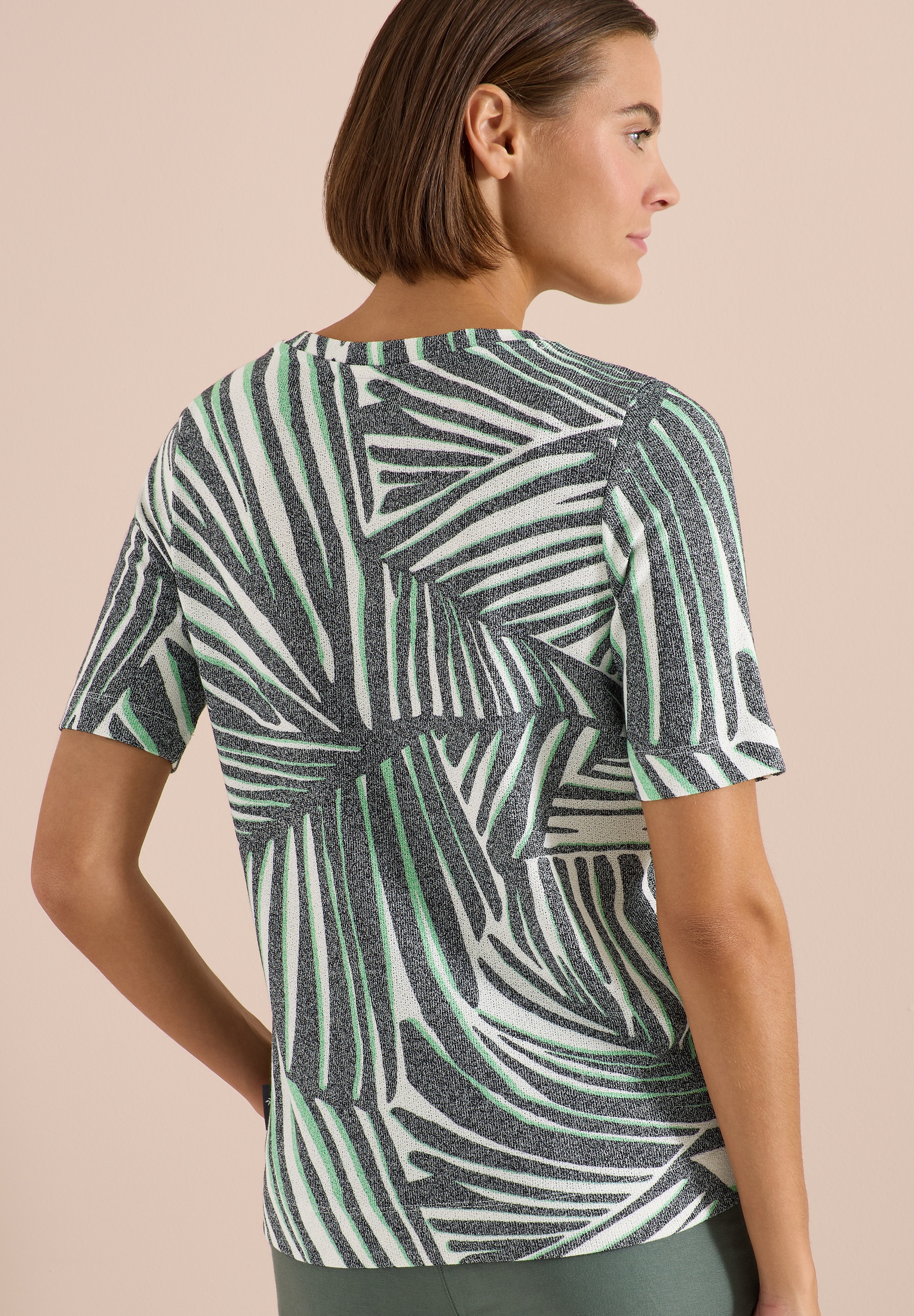 Cecil Kurzarmshirt Sommershirt mit Boatneck und Allover-Print