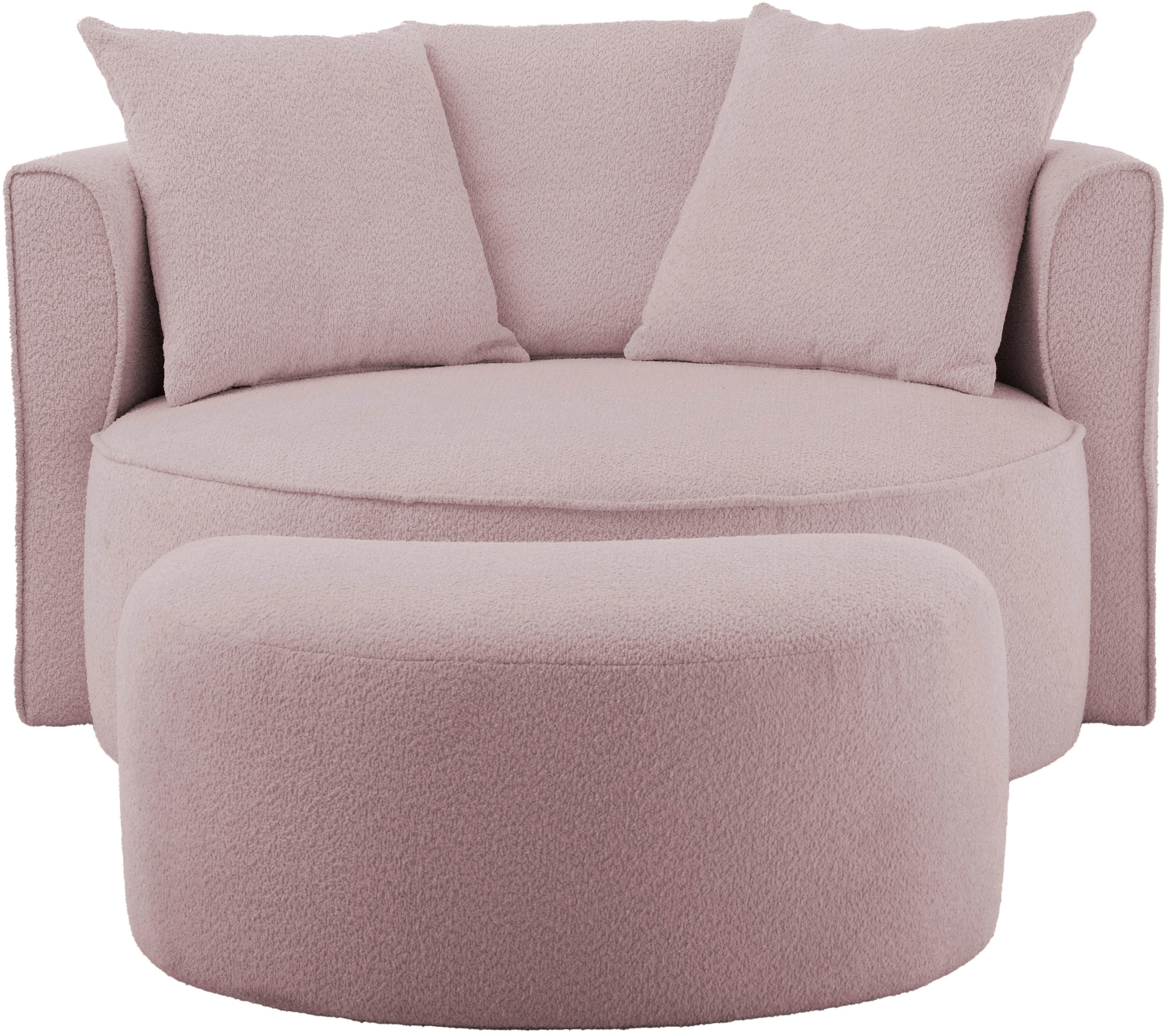 LeGer Home by Lena Gercke XXL-Sessel »ISALIE, Rundsessel mit Hocker, Lesesessel, Loveseat, Big-Sessel«, (Set), trendige Stoffe, mit 3 Zierkissen, große Sitzfläche