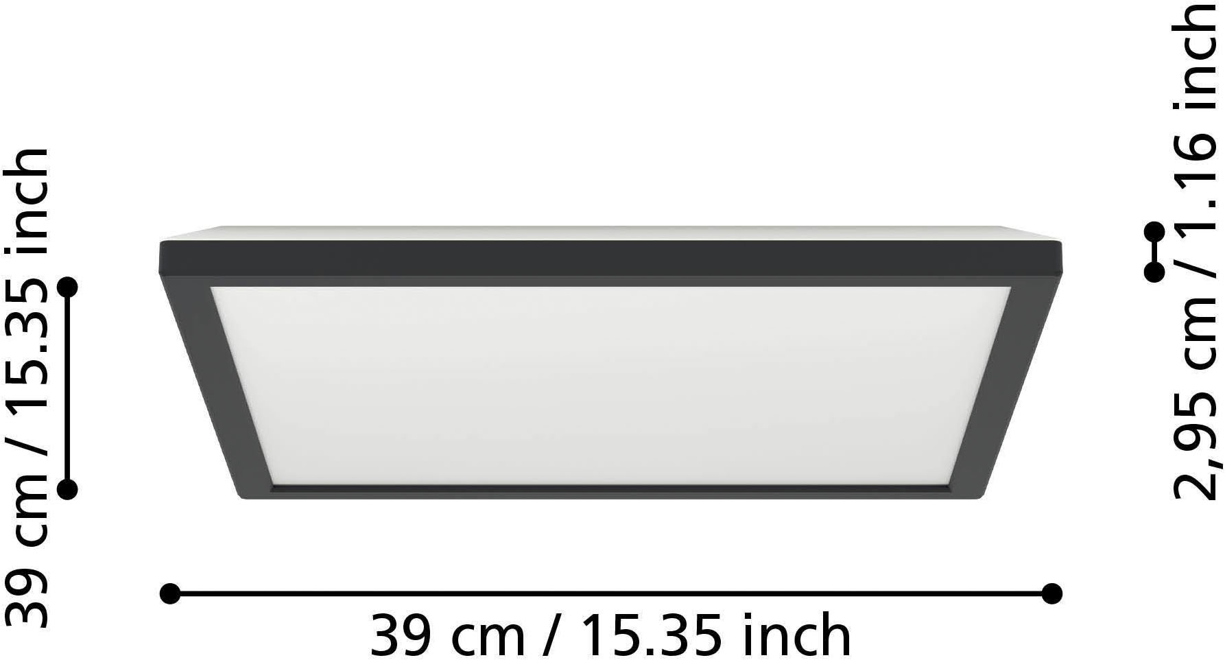 EGLO Deckenleuchte »Rovito-R Deckenlampe, Deckenbeleuchtung, Badlampe, Kunststoff, IP44« LED-Modul 1 Stk. Kaltweiß | Neutralweiß | Warmweiß Wand-/Deckenleuchte - L39 x B39 x H3 cm - schwarz - 17,6W inkl.