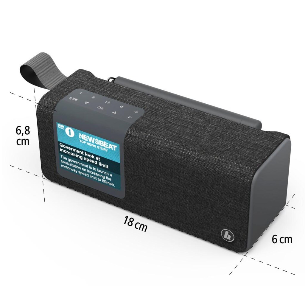 Hama Digitalradio (DAB+) »Digitalradio "DR200BT", FM/DAB/DAB+/Bluetooth/Akkubetrieb DAB+ Radio«, (Digitalradio (DAB+)-FM-Tuner)