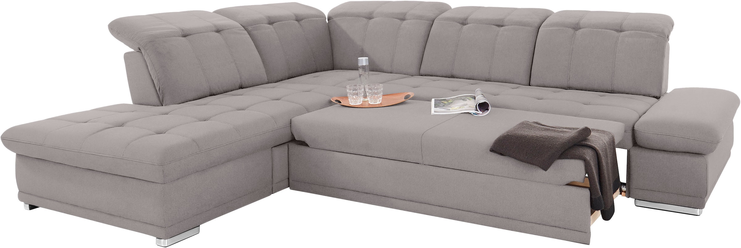 COTTA Ecksofa »Holiday L-Form mit Sitztiefen-, Armteil- und Kopfteilverstellung«, wahlweise mit Bettfunktion & Bettkasten