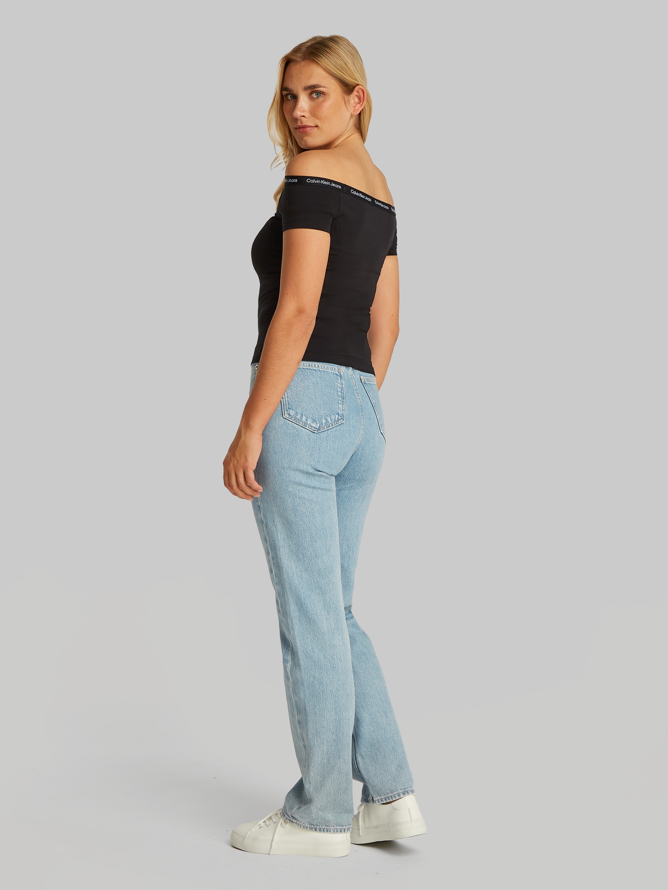 Calvin Klein Jeans T-Shirt »LOGO ELASTIC BARDOT TOP«, mit Logoschriftzug