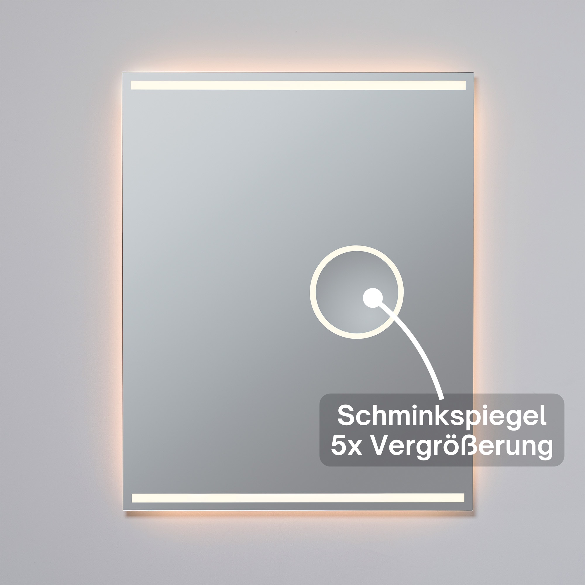 Loevschall Badspiegel »Focus, Spiegel mit Beleuchtung, Integrierter Schminkspiegel«, LED licht, Dänisches Design, Lichtspiegel, x5 Vergrößerung