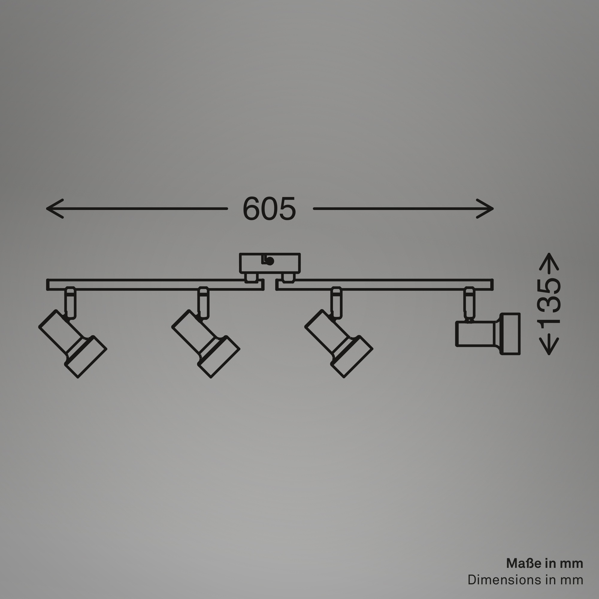 Briloner Leuchten LED Deckenspots »TAPP« GU10 1 Stk. 60,5x13,5 cm, Wohnzimmer, Schlafzimmer, Flur, Büro