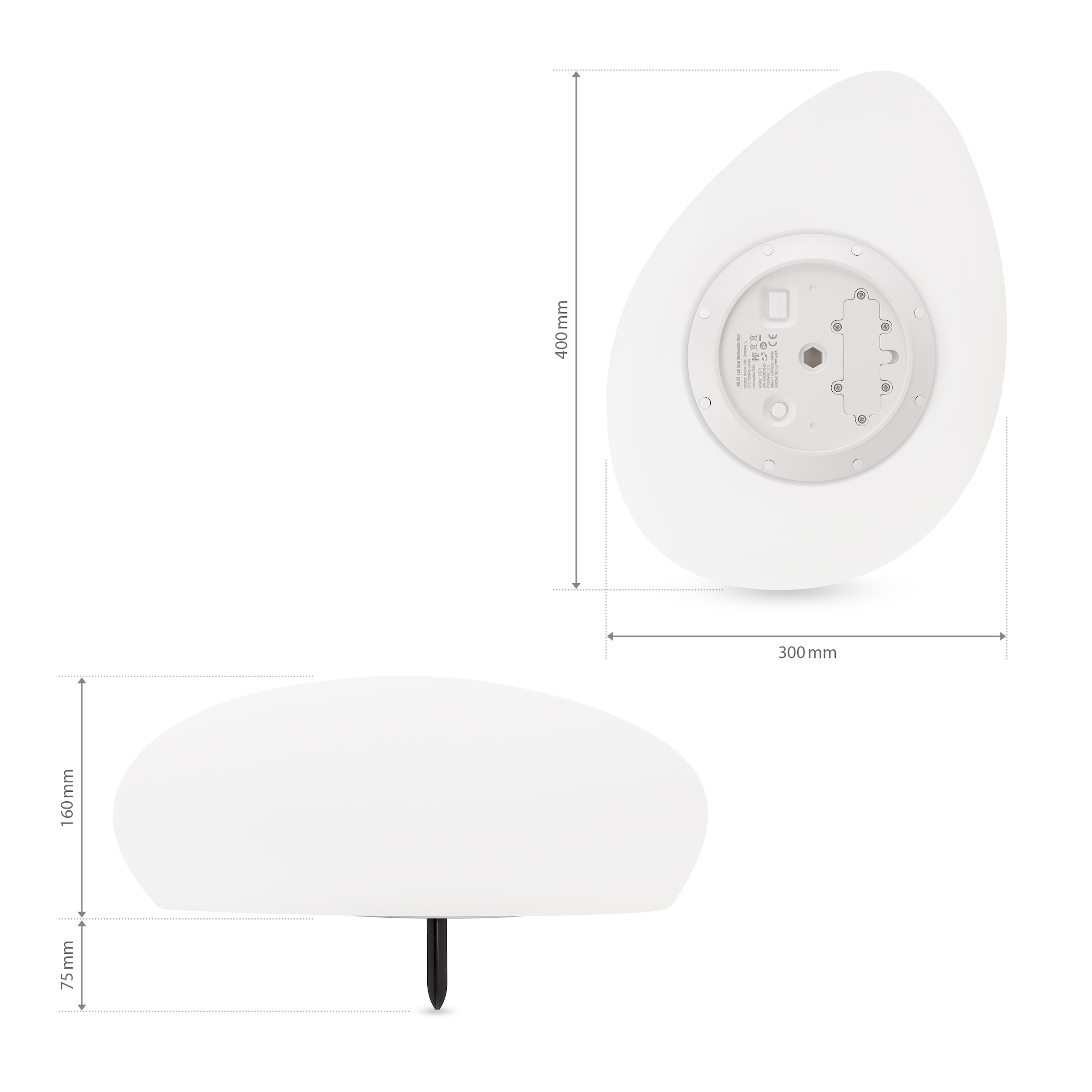 my home LED Solarleuchte »Elowyn, LED-Solar Steinleuchte 40 cm« LED-Modul 1 Stk. RGB | Warmweiß mit Erdspieß