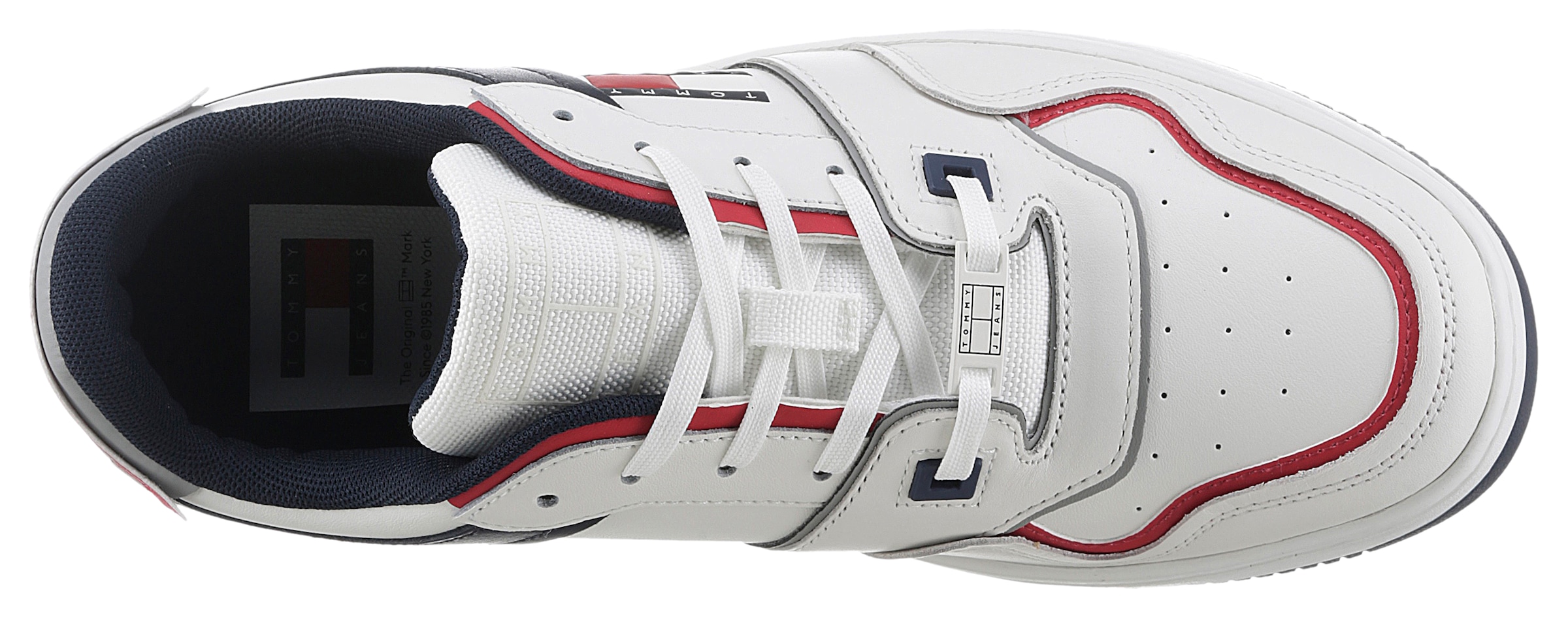 Tommy Jeans Keilsneaker »TJM RETRO BASKET CUPSOLE«, Schnürschuh, Freitzeitschuh, Halbschuh mit Kontrastbesätzen
