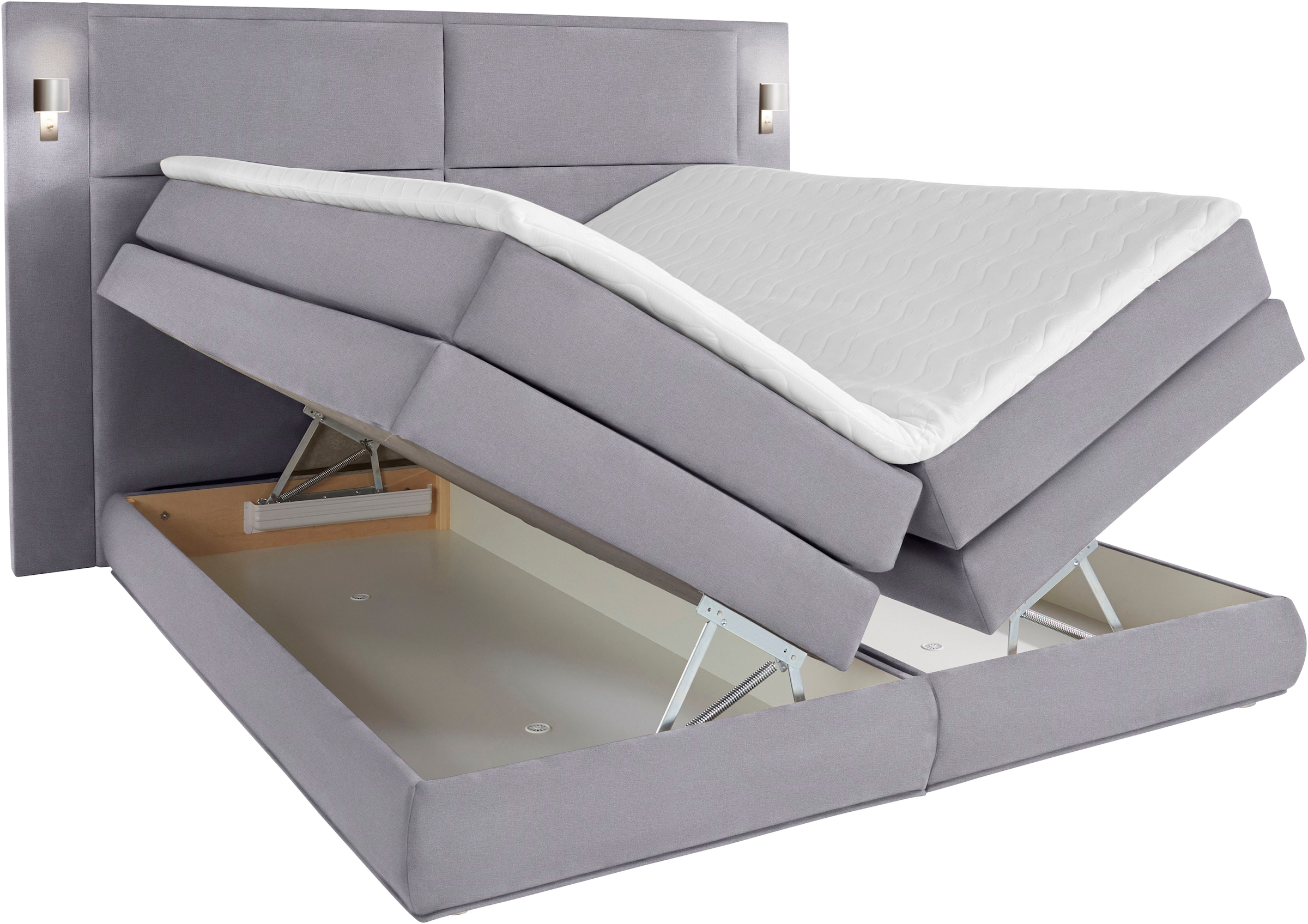 COLLECTION AB Boxspringbett »Copenhagen«, inklusive Bettkasten, Topper, wahlweise mit LED-Beleuchtung