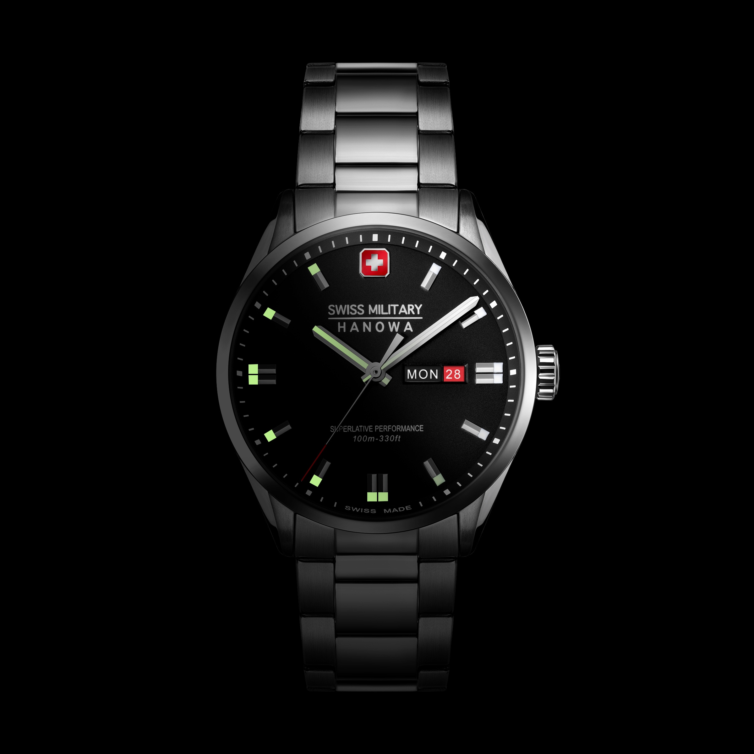 Swiss Military Hanowa Quarzuhr »Roadrunner Maxed« Armbanduhr, Herrenuhr, Swiss Made, Edelstahlarmband, analog