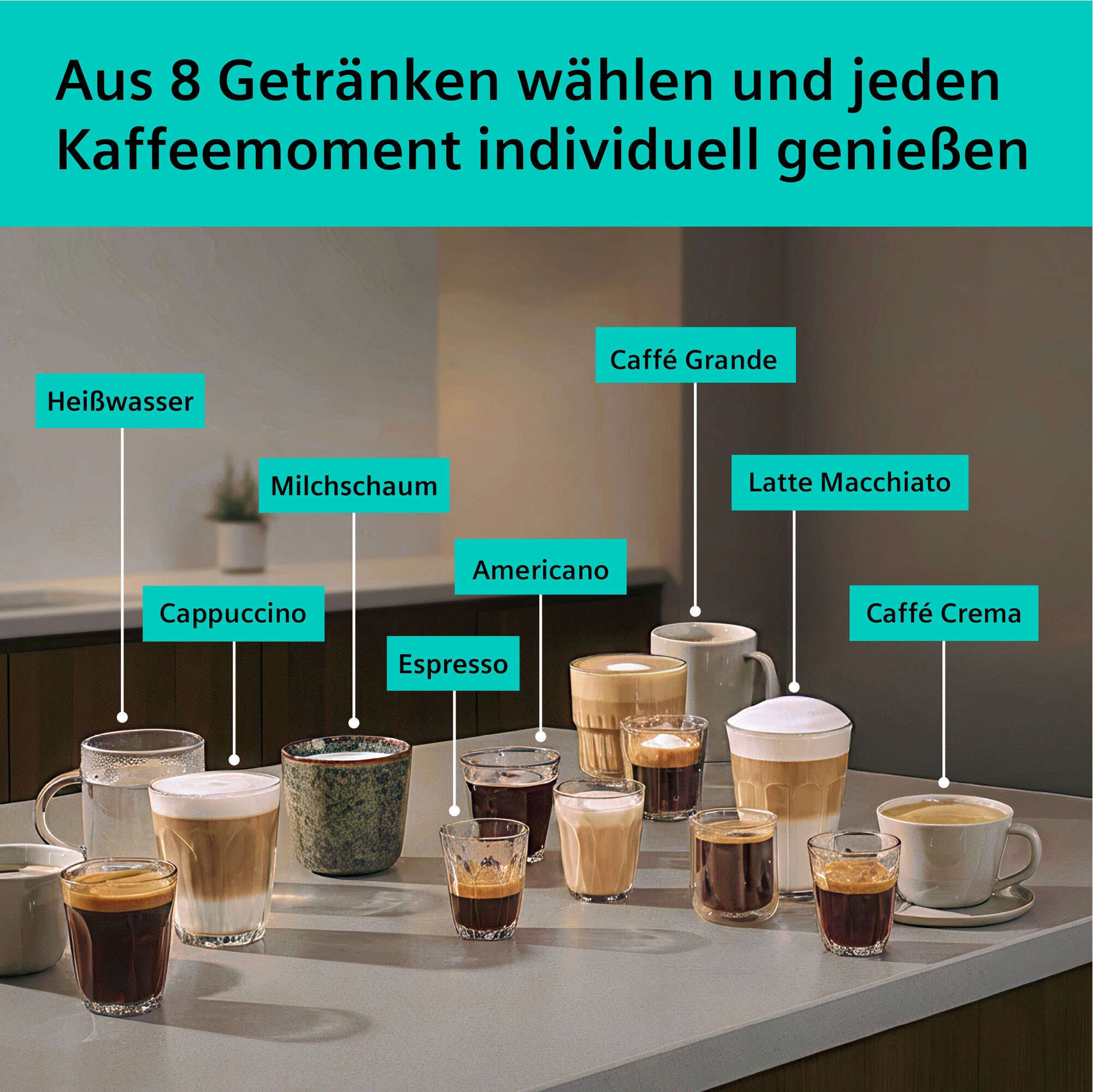 SIEMENS Kaffeevollautomat »EQ500 TP553E19, Doppeltassenfunktion, 8 Getränke, farb. Touchdisplay« Keramikmahlwerk, entnehmbare Brüheinheit, Steuerung per App, Schwarz