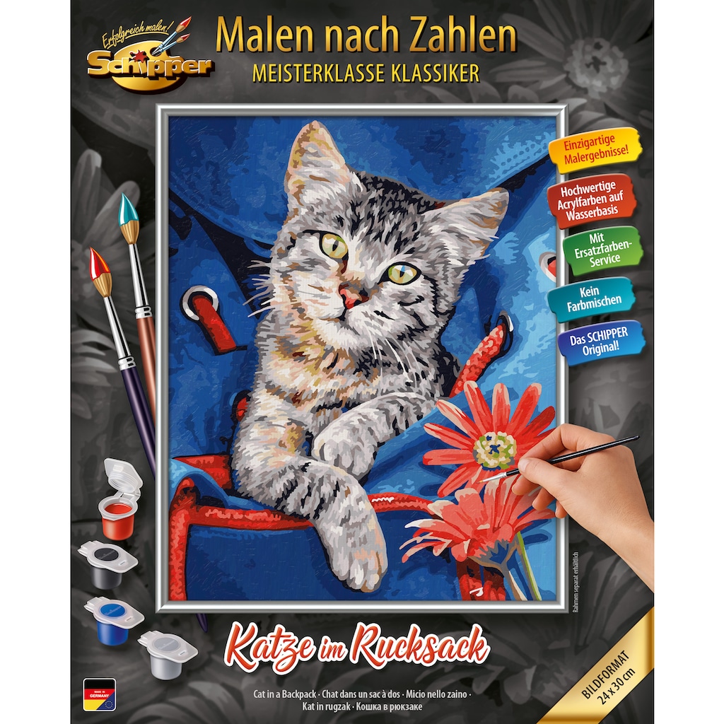 Schipper Malen nach Zahlen »Meisterklasse Klassiker - Katze im Rucksack«, Made in Germany