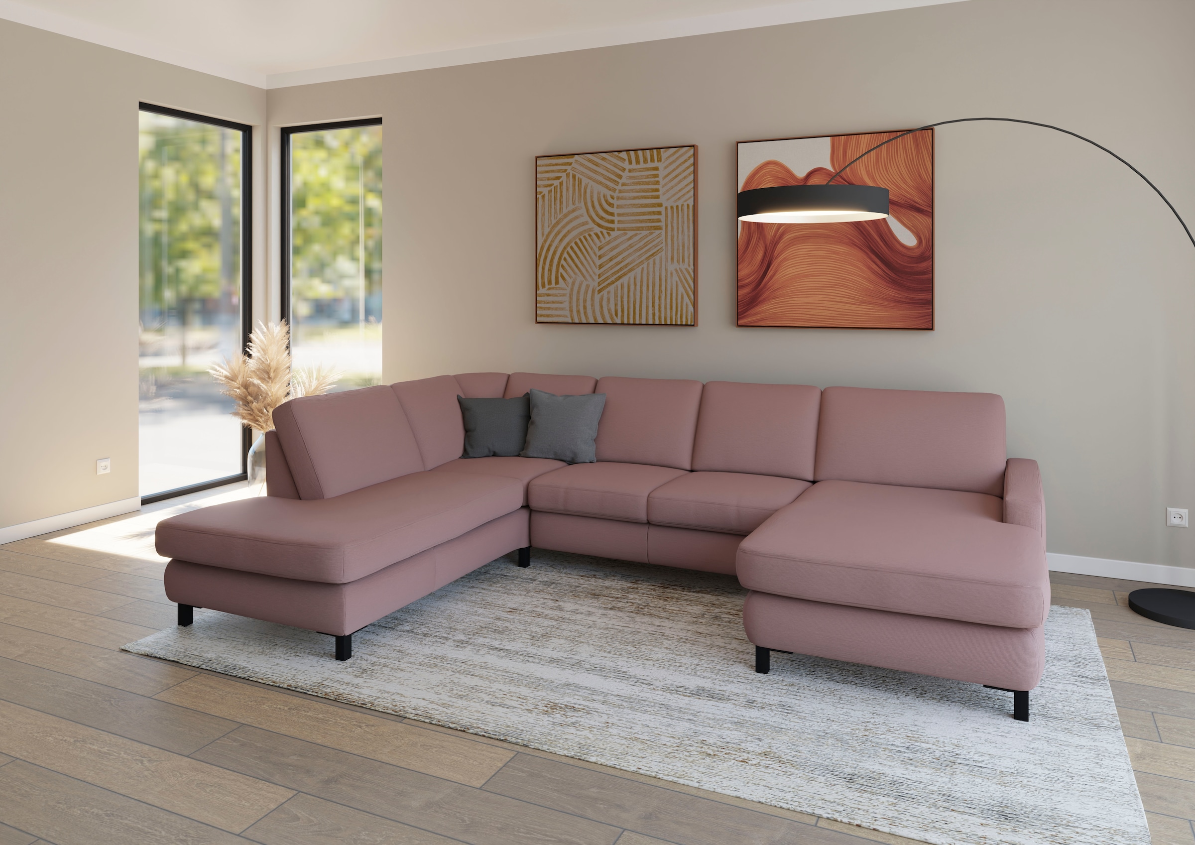 Musterring Ecksofa »MR365« Mit flacher 15 cm Armlehne, wahlweise Funktion/Material, 313 x 219 cm