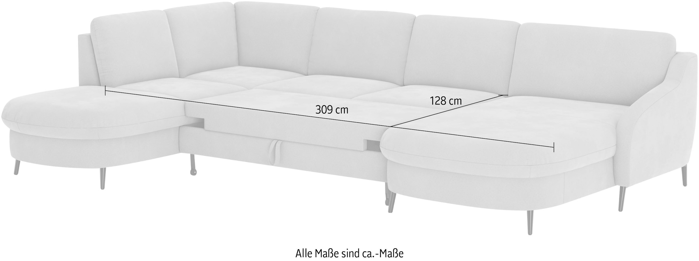 sit&more Wohnlandschaft »Soul U-Form«, wahlweise mit Bettfunktion und Bettkasten oder Schubkasten
