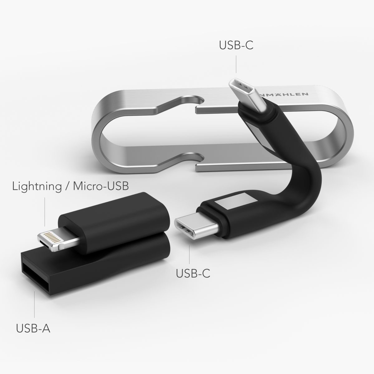 VONMÄHLEN Laptop-Kabel »High Six Cable«, Micro-USB-Lightning, USB Typ A-USB-C