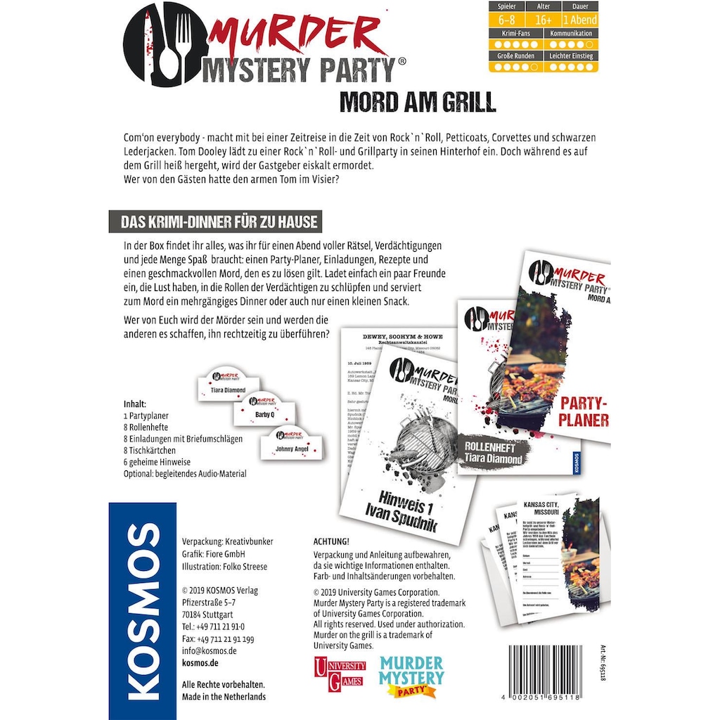 Kosmos Spiel »Murder Mystery Party - Mord am Grill«