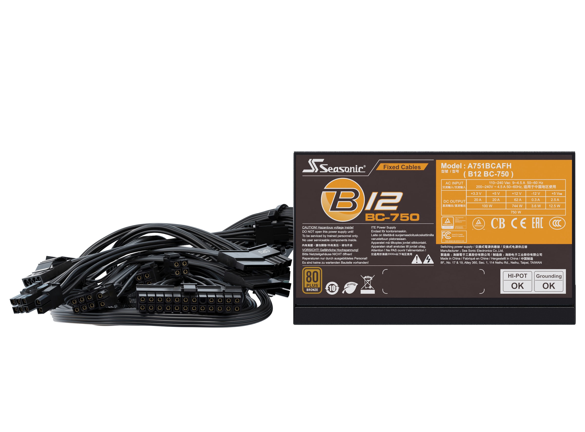 Seasonic PC-Netzteil »B12-BC-750«, (1 St.), 80+ Bronze