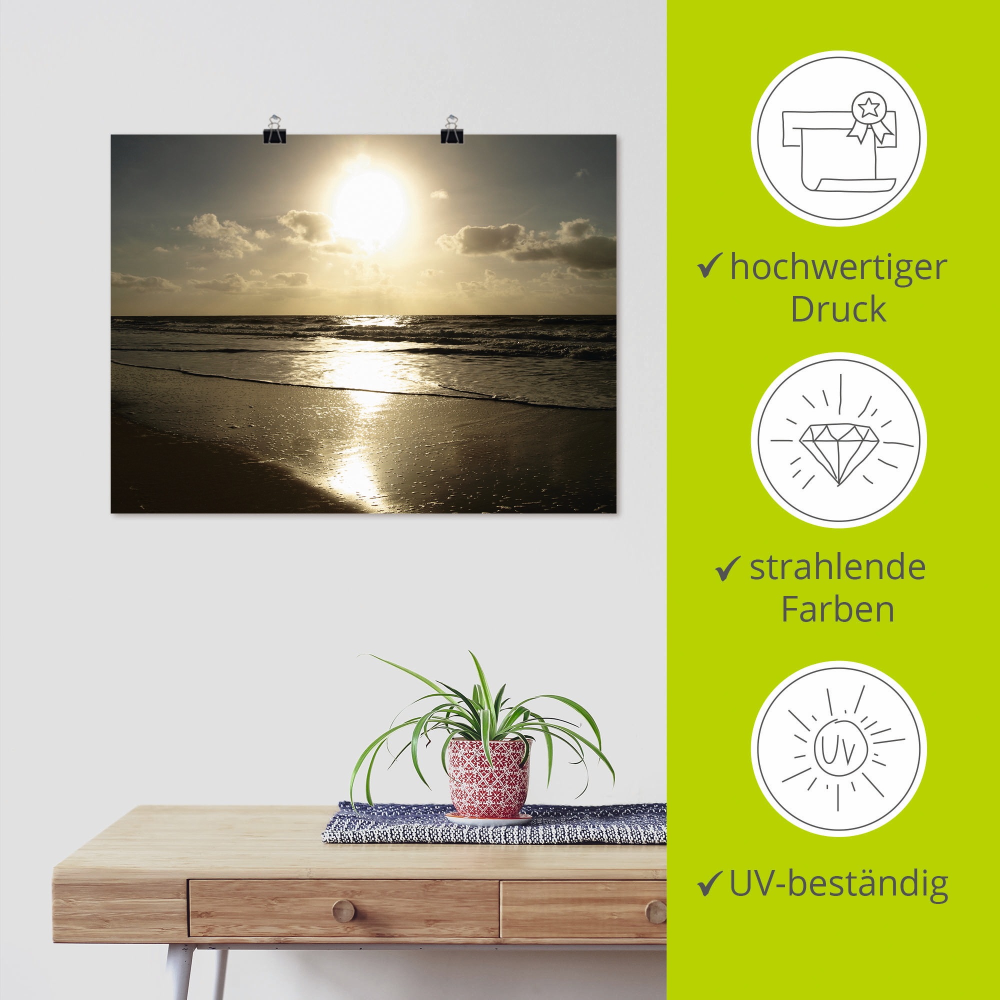 Artland Poster »Stille«, Strand, (1 St.), als Alubild, Leinwandbild, Wandaufkleber oder Poster in versch. Größen