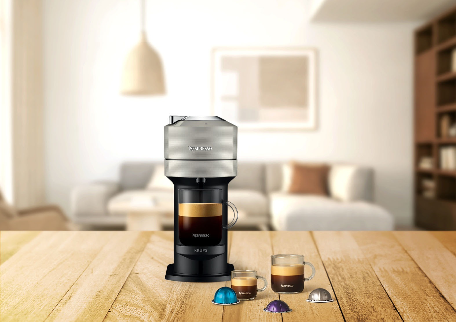 Nespresso Kapselmaschine »Vertuo Next Basic XN910B von Krups«, 54 % aus recyceltem Kunststoff, inkl. Willkommenspaket mit 12 Kapseln