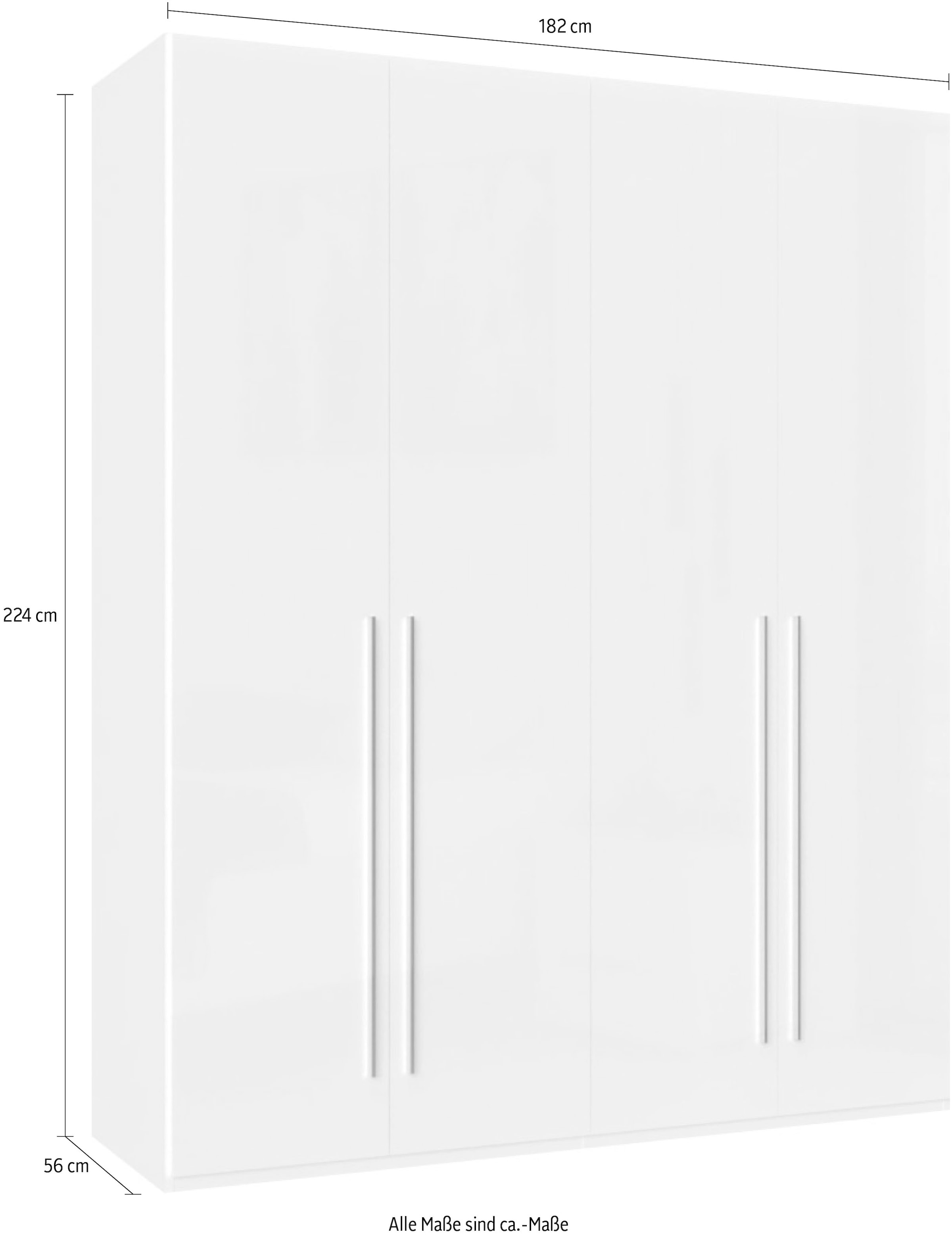 Places of Style Kleiderschrank »Piano, UV lackiert, hochglänzend in beige oder weiß, FSC-zertifiziert«, (Made in Europe), in vielen Breiten, Höhe 224cm, mit Soft-Close Funktion