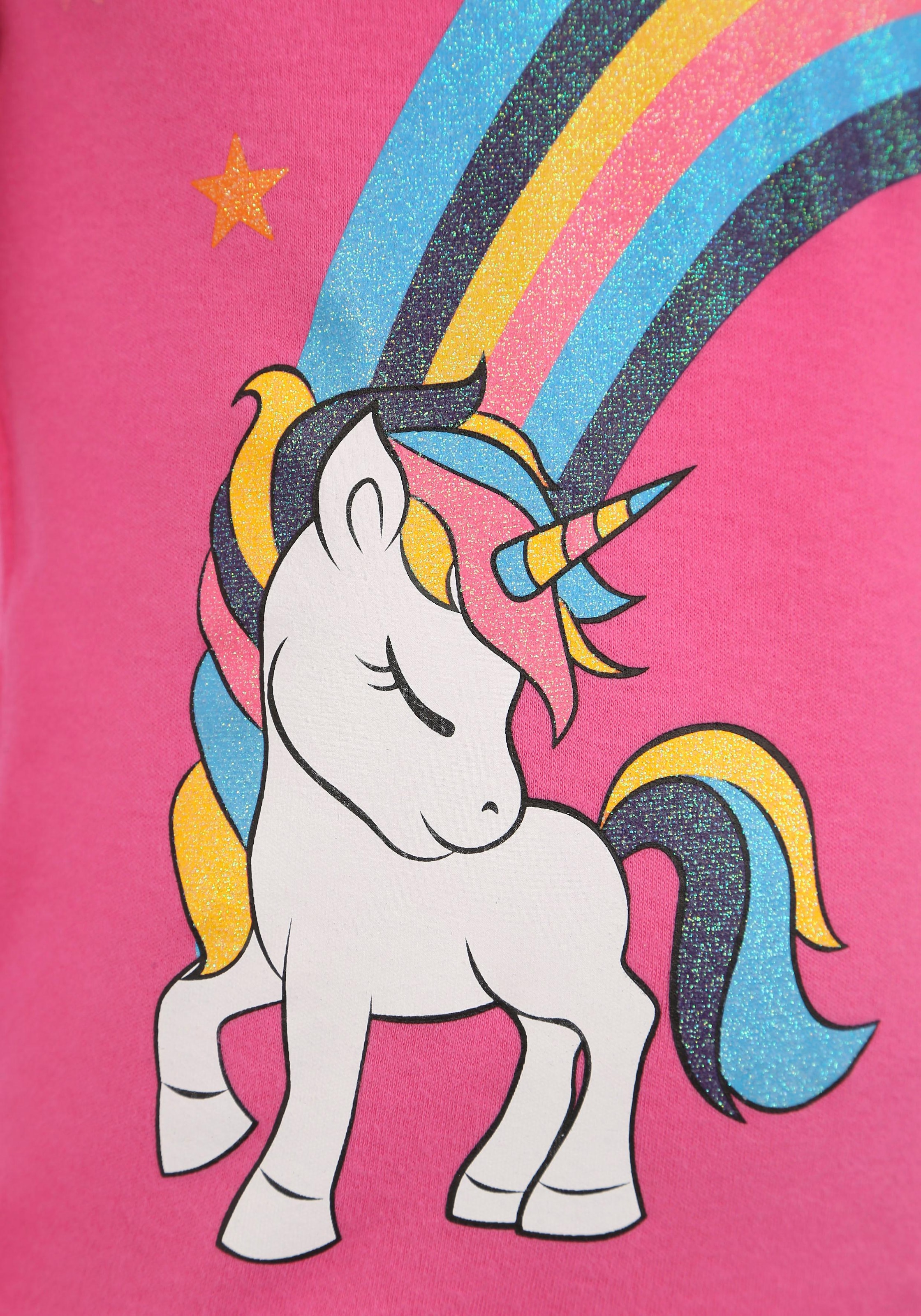 KIDSWORLD Langarmshirt »EINHORN Regenbogen«, mit Glitzerdruck bei