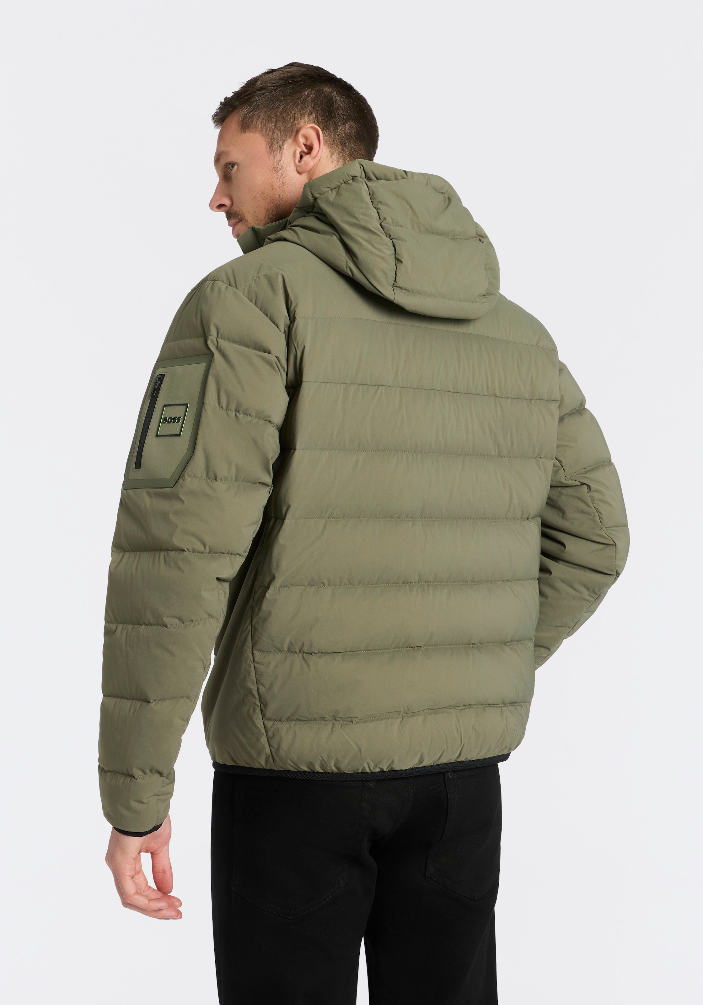 BOSS GREEN Steppjacke »OW Riplite JT HD« mit Kapuze abenehmbare Kapuze wasserabweisend regular fit, 4-Wege Stretch