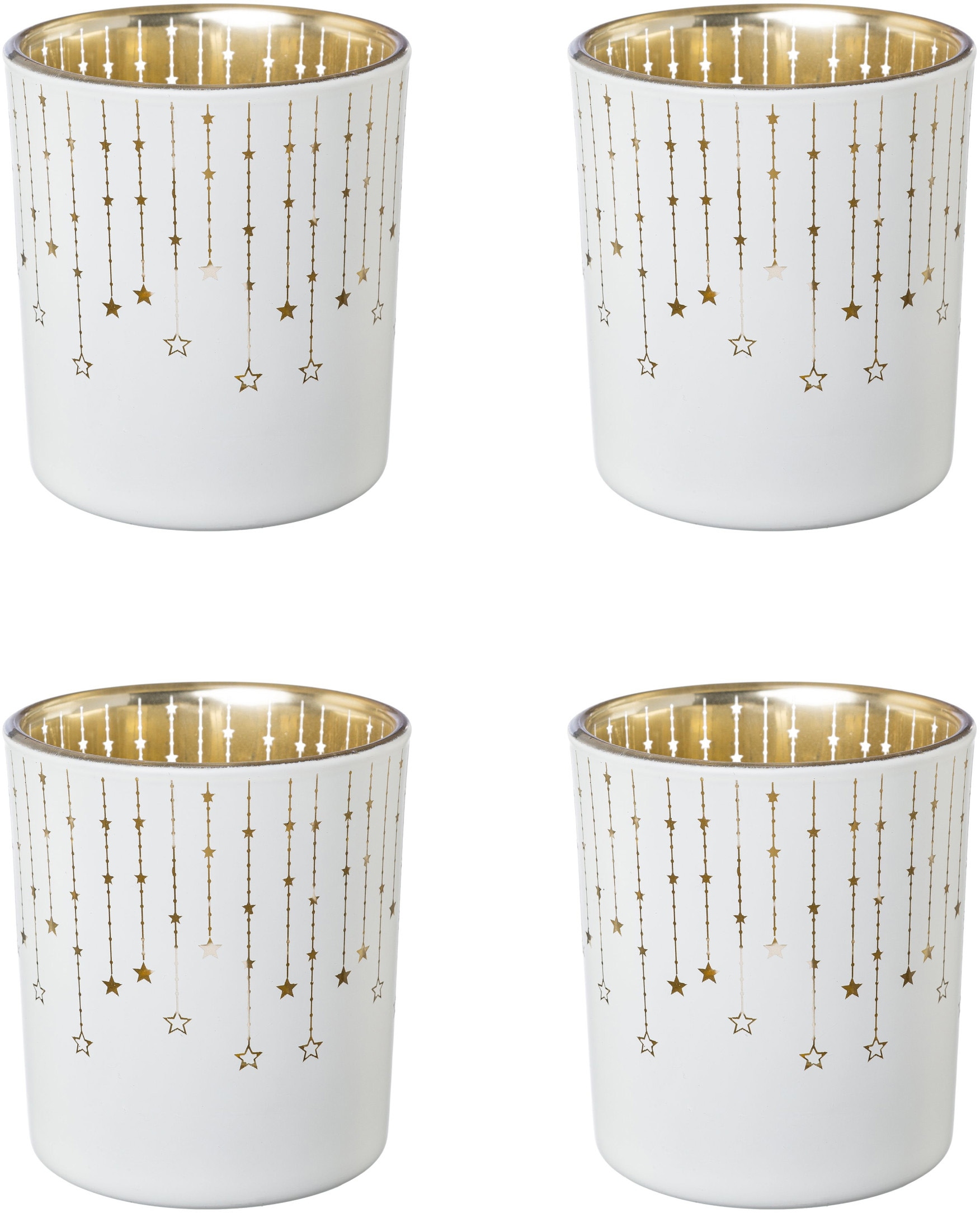 Creativ deco Teelichthalter »Weihnachtsdeko«, (4 St.), mit goldfarbener  Innenseite auf Raten bestellen | Teelichthalter
