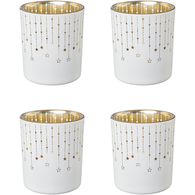 Creativ deco Teelichthalter »Weihnachtsdeko«, (4 St.), mit goldfarbener  Innenseite auf Raten bestellen
