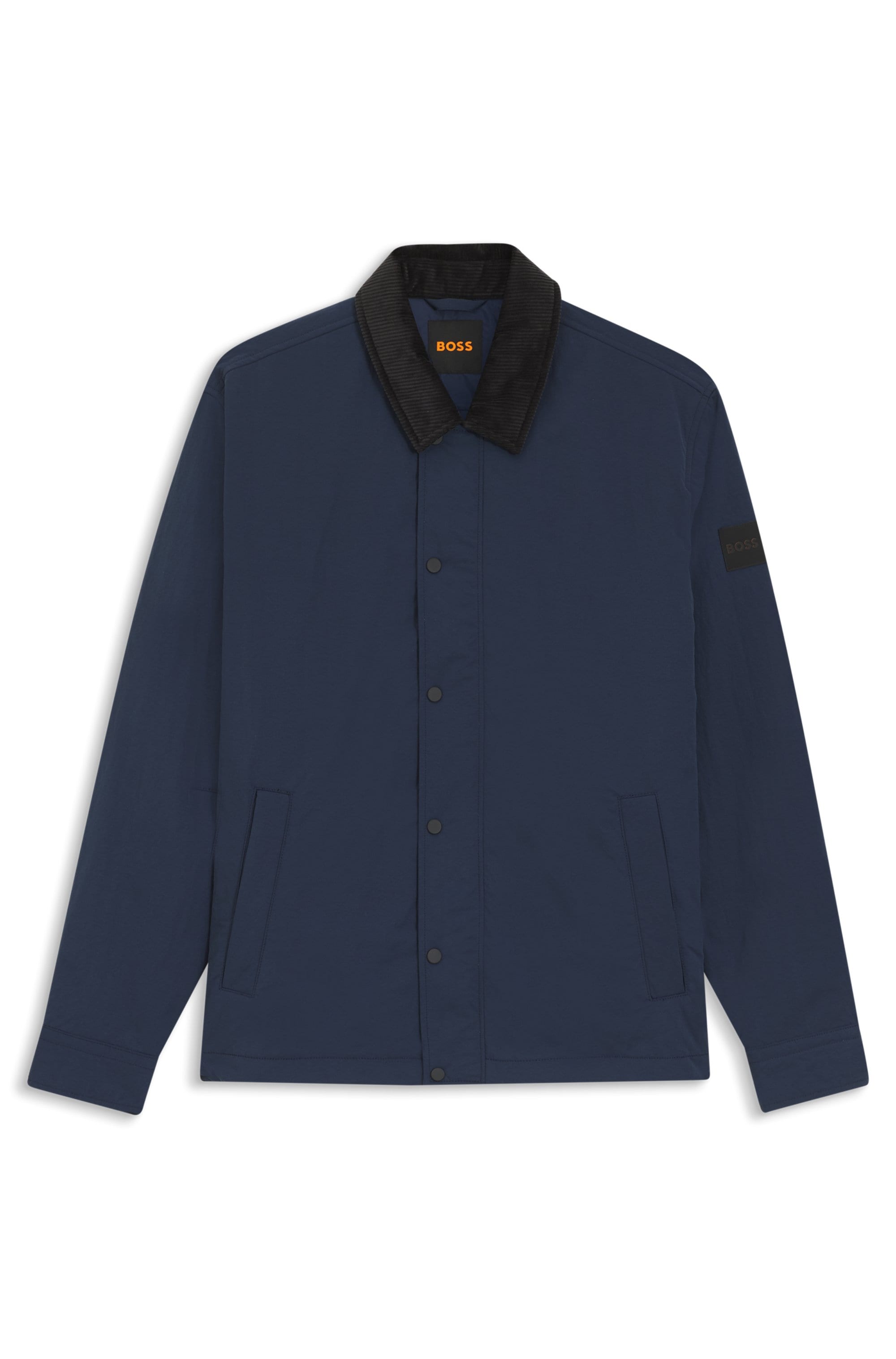 BOSS ORANGE Outdoorhemd »Leldon-zip« Oversize Fit, kontrastfarbiger Kragen, wattiert