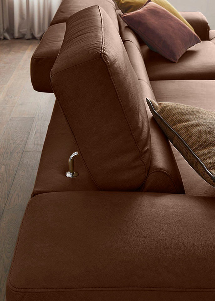 W.SCHILLIG Ecksofa »piedroo, Designsofa mit tollem Sitzkomfort, bequem und elegant, L-Form«, Kopfteilverstellung, wahlweise mit Sitztiefenverstellung, Breite 343cm